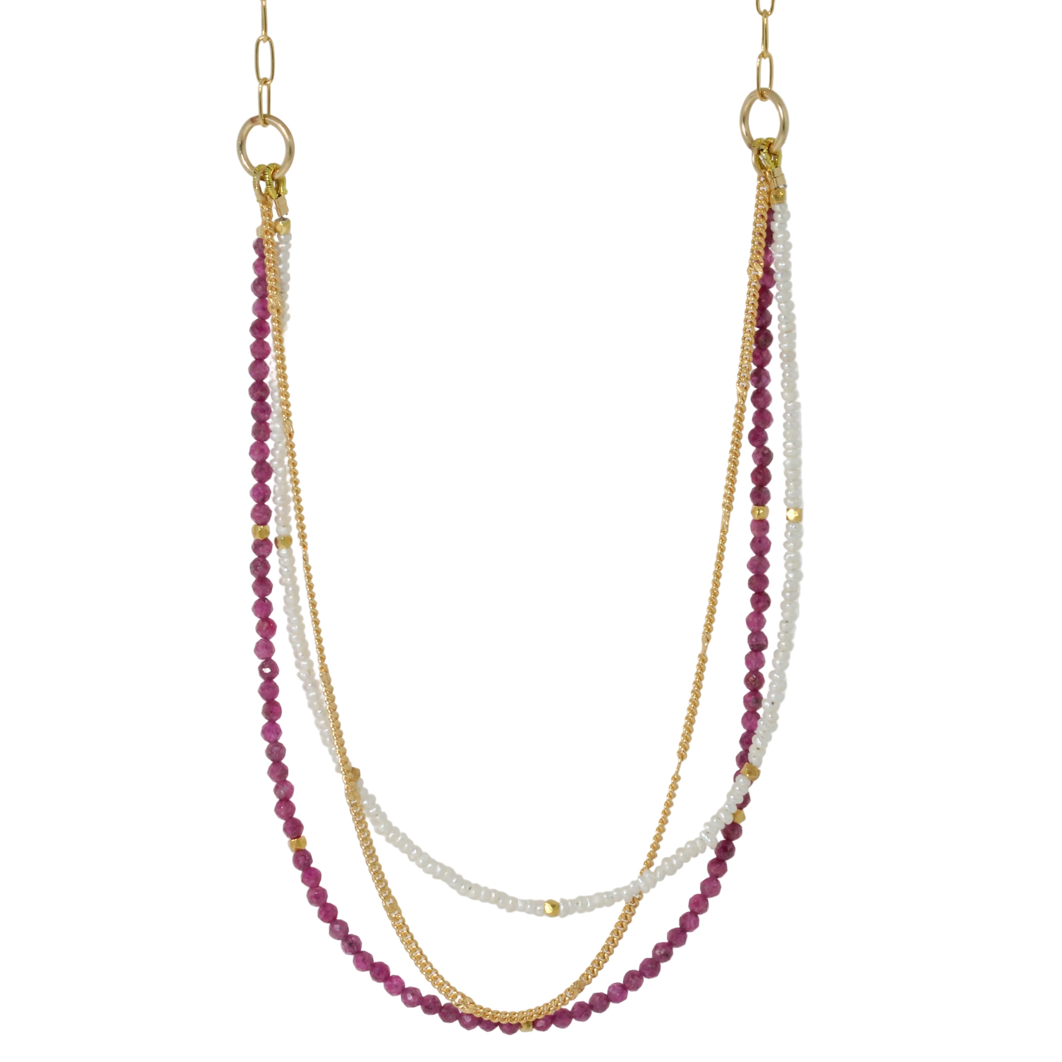 Oasis Pearl and Ruby Necklace