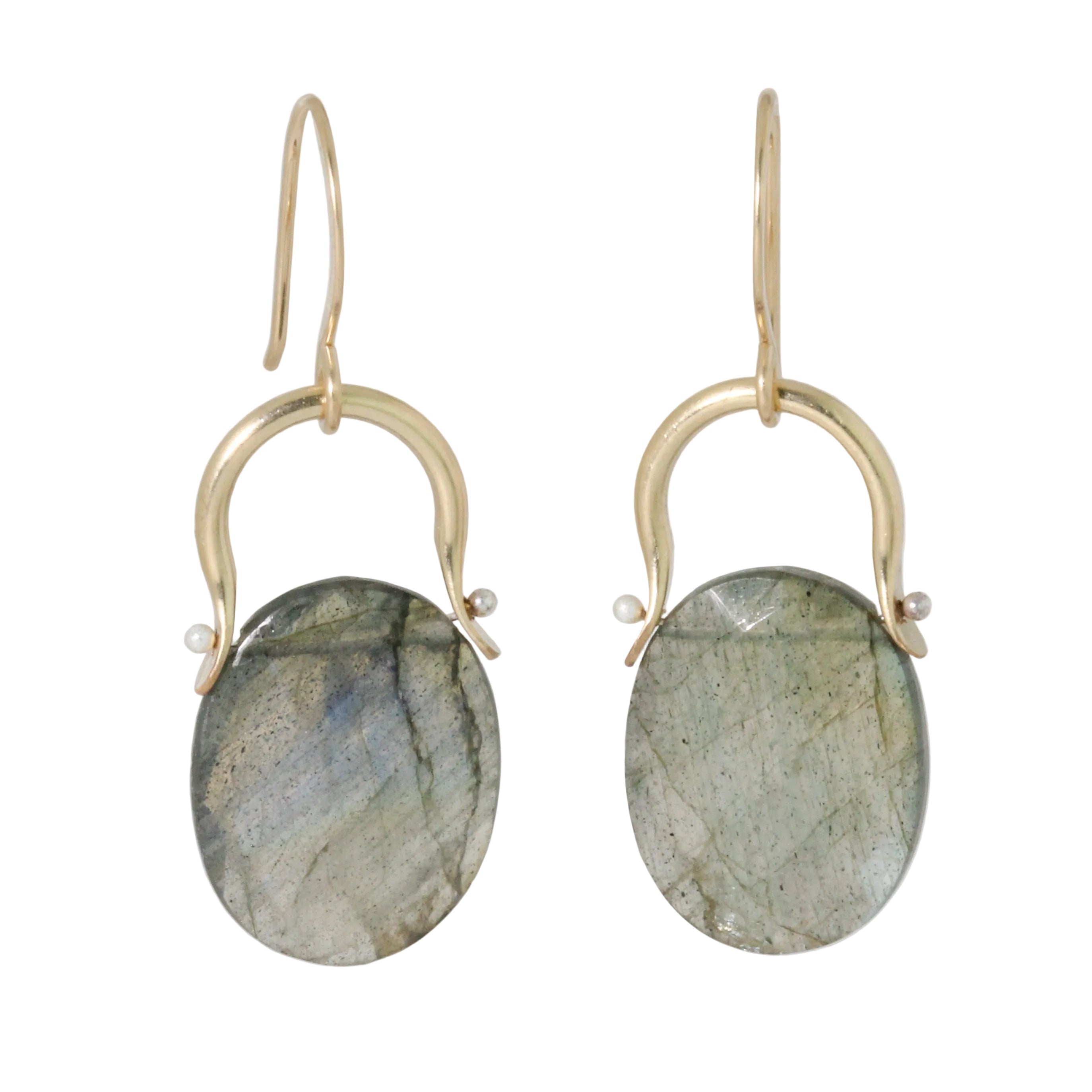 Large Willow Labradorite Earrings