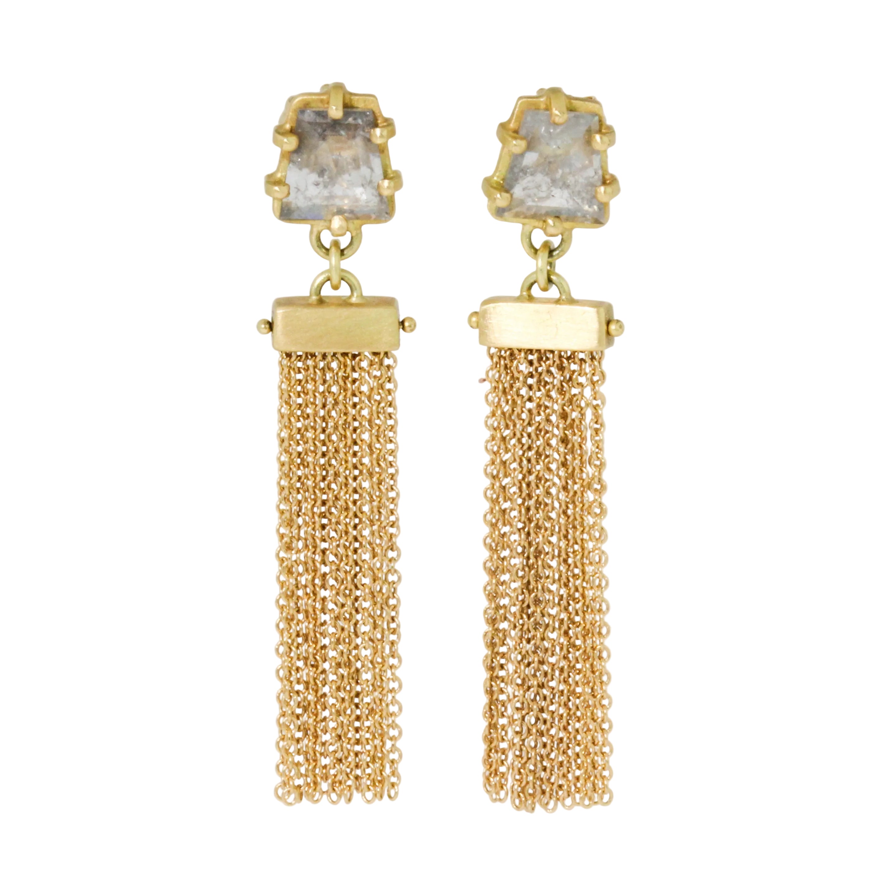 Grey Diamond Fringe Earrings