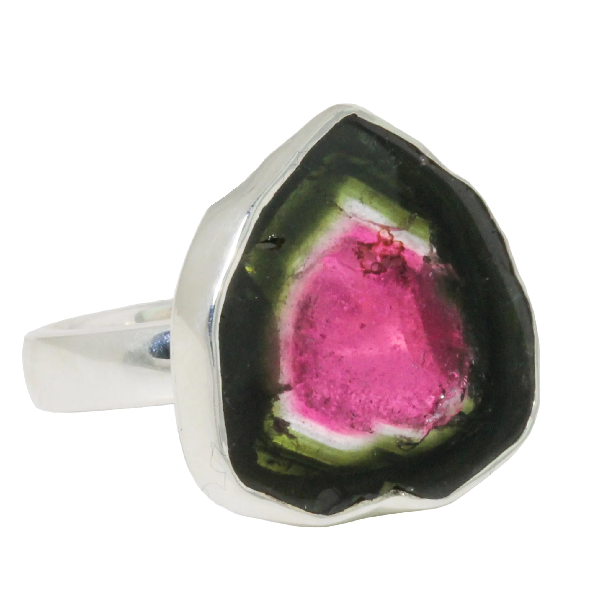 Watermelon Tourmaline Slice Ring
