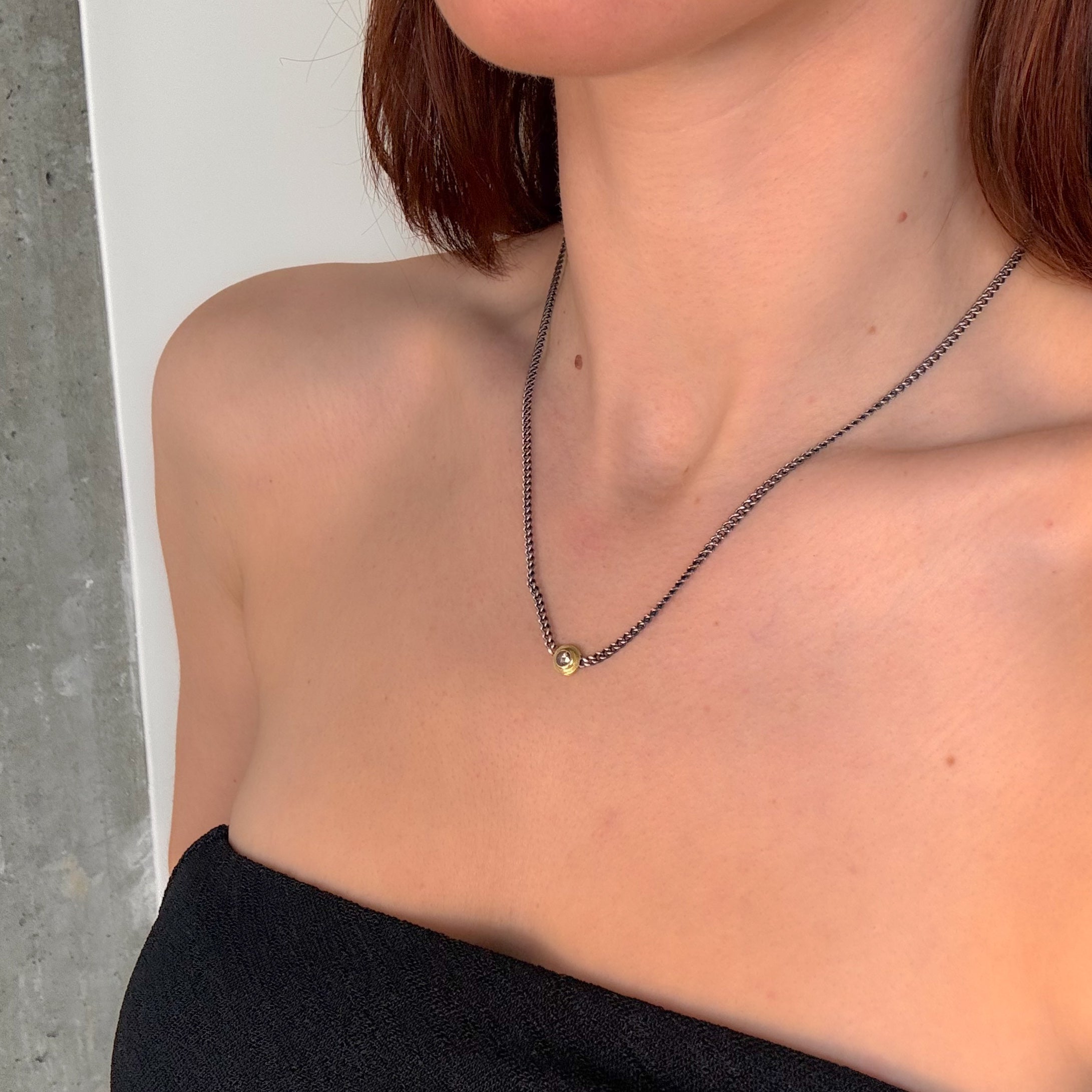 Rose Salt & Pepper Diamond Link Necklace