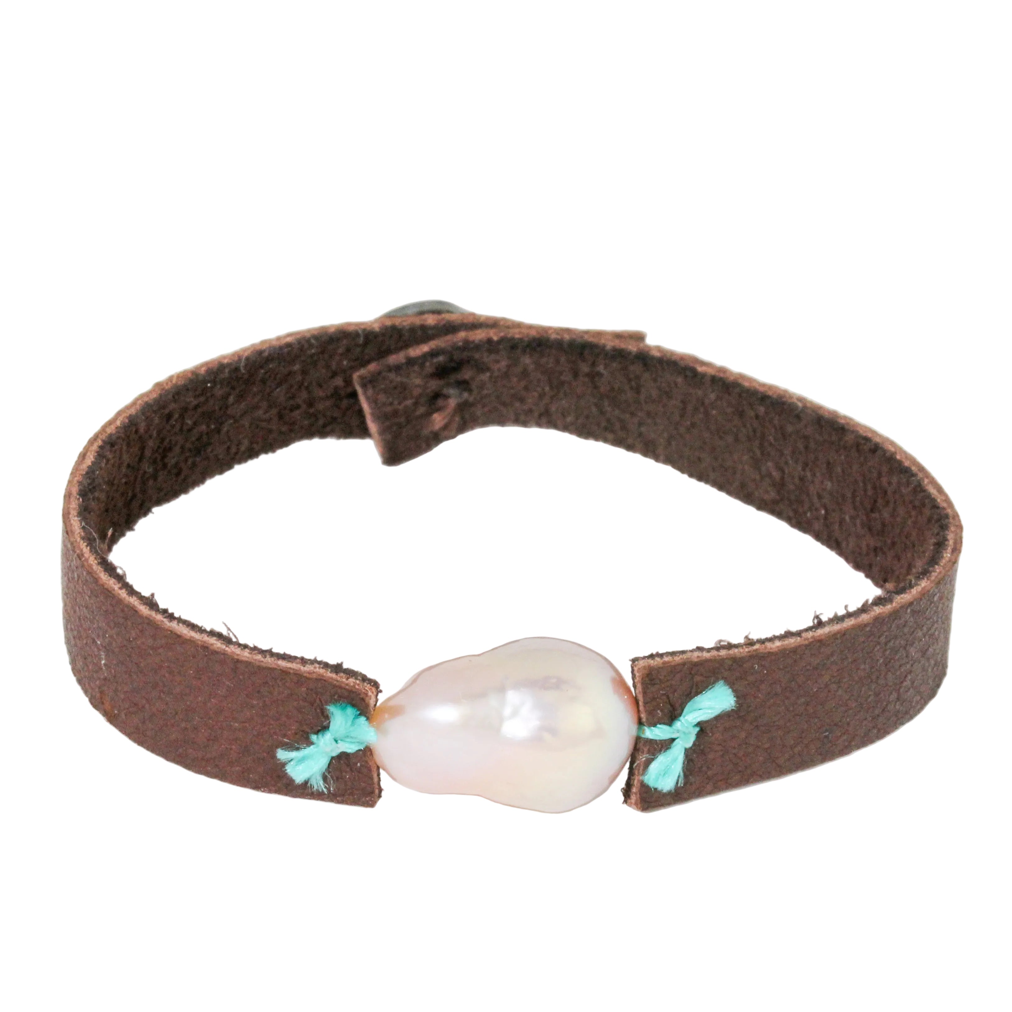 Baroque Pearl + Leather Bracelet