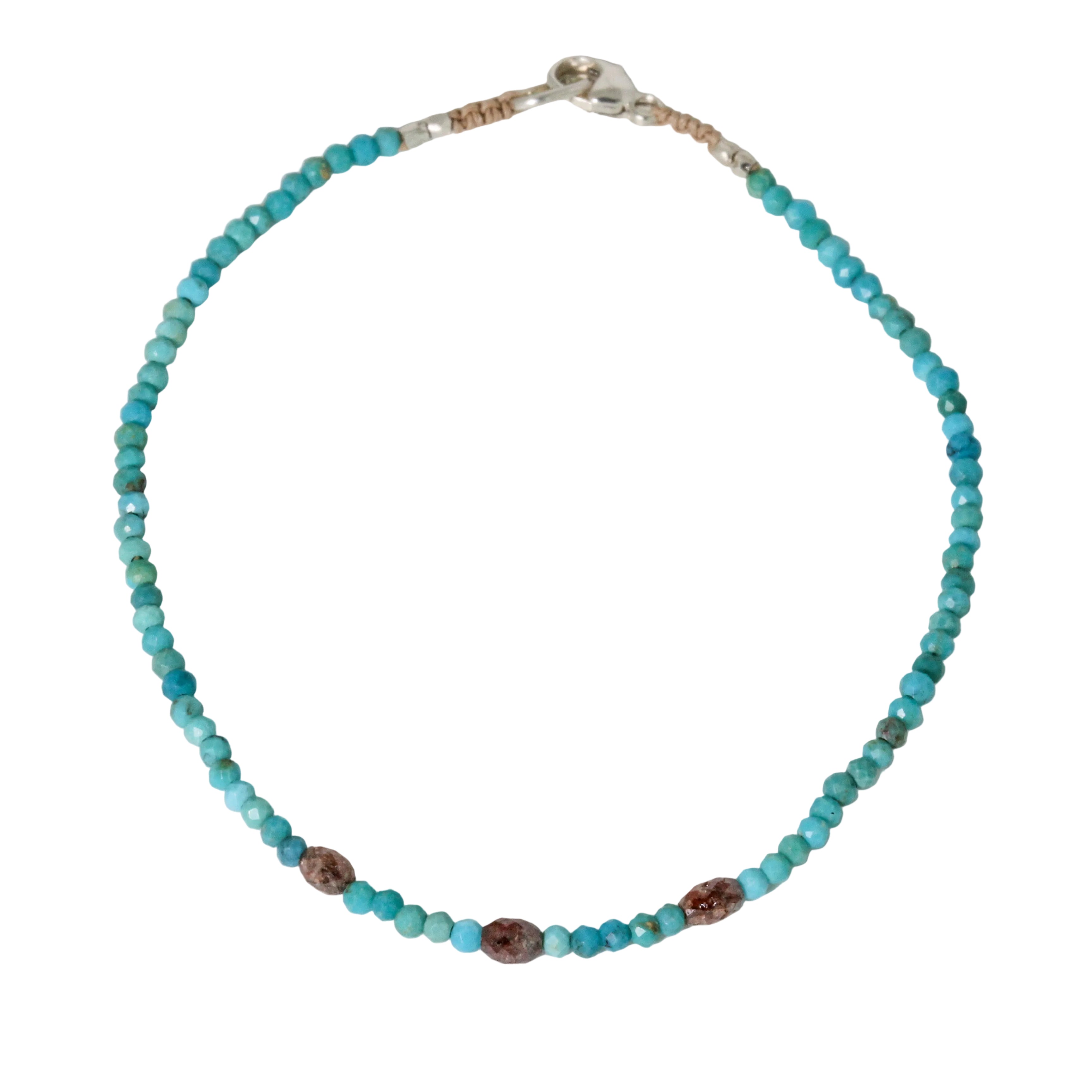 Turquoise + Triple Red Diamond Bracelet
