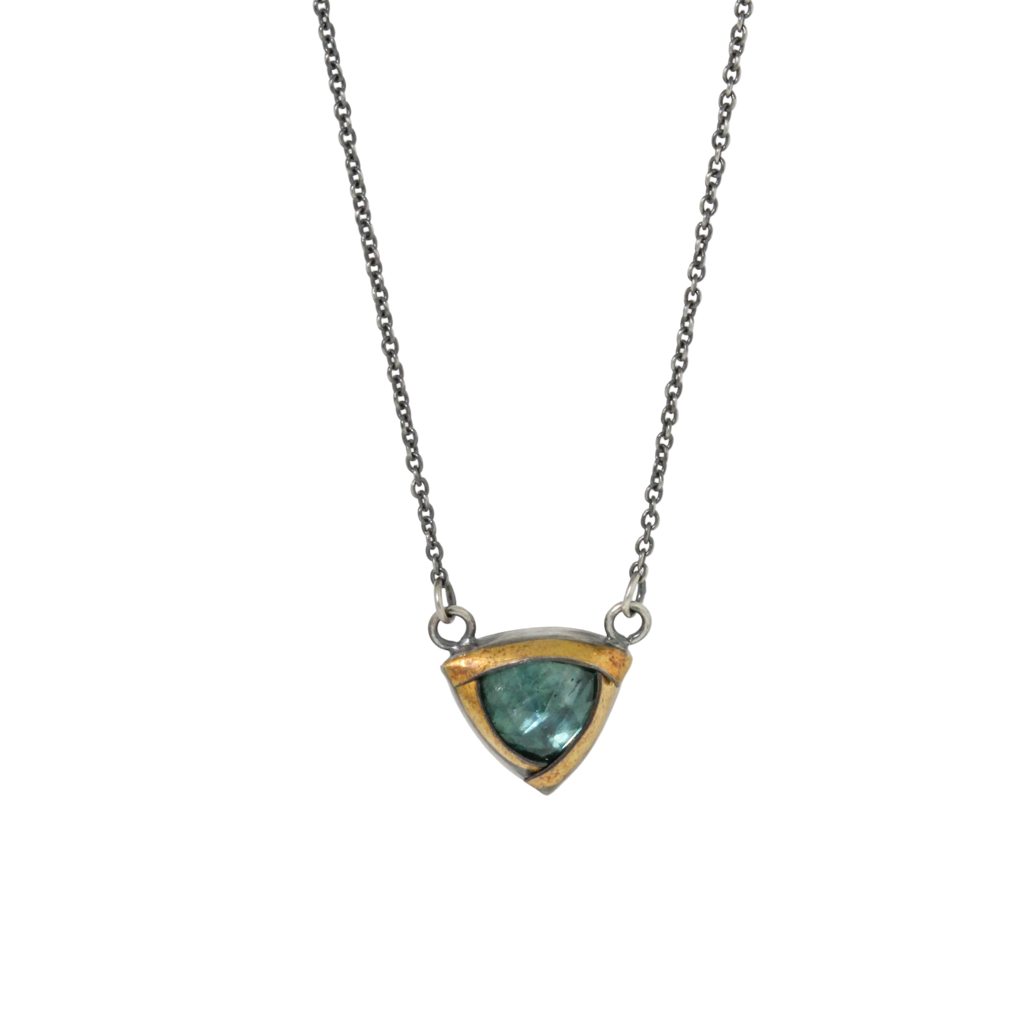 Petite Green Kyanite Tri-Fold Necklace