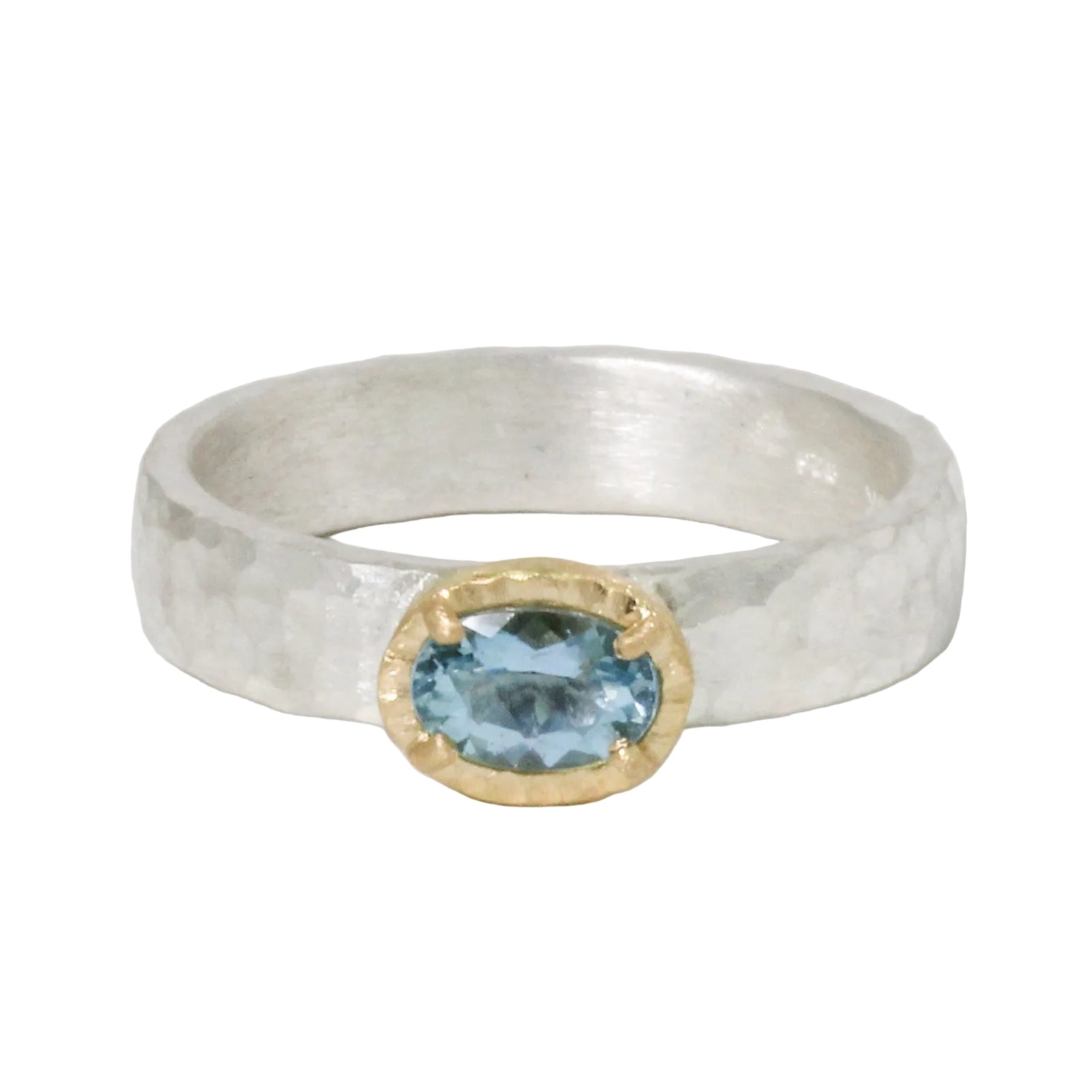 Aquamarine Hammered Band