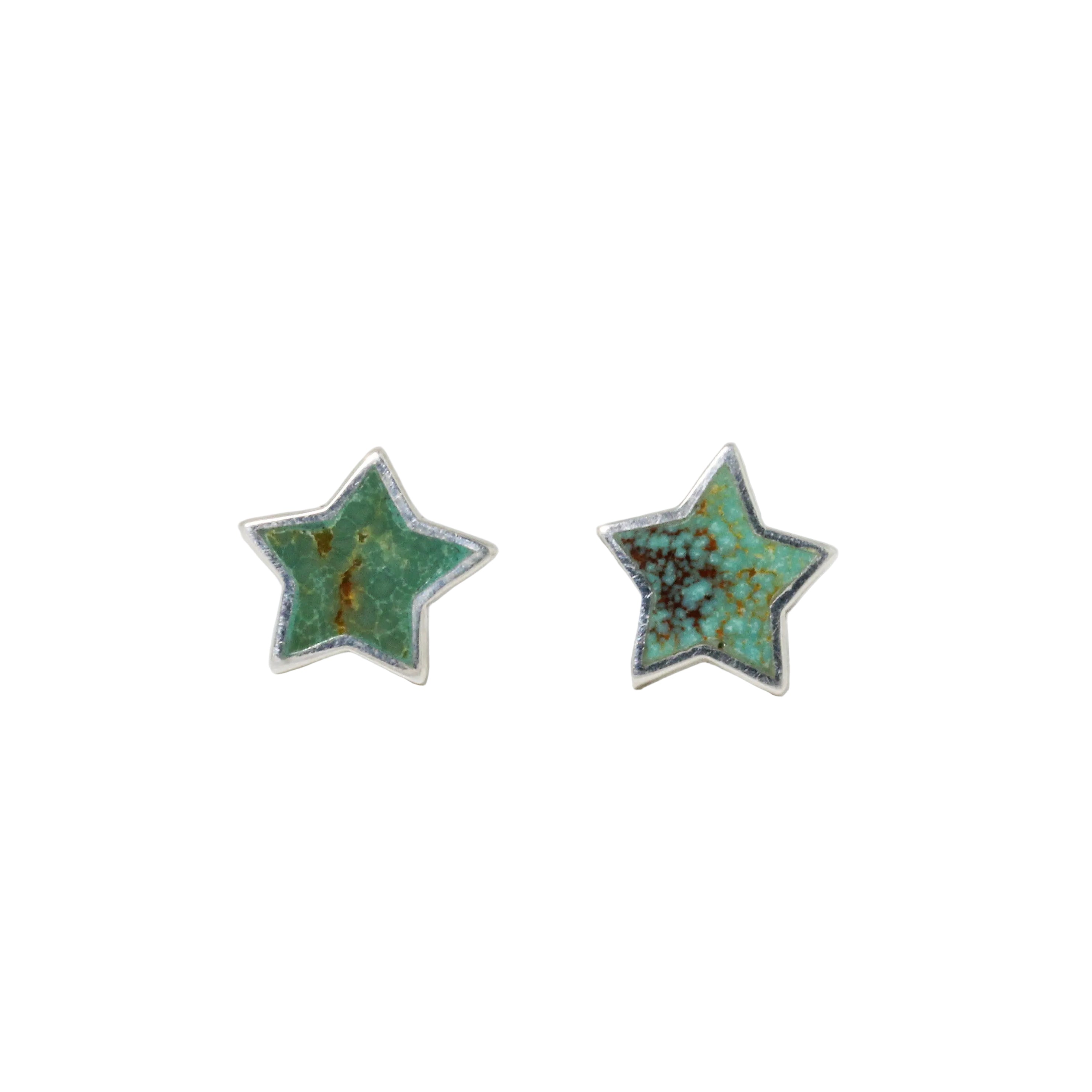 Green Turquoise Star Stud Earrings
