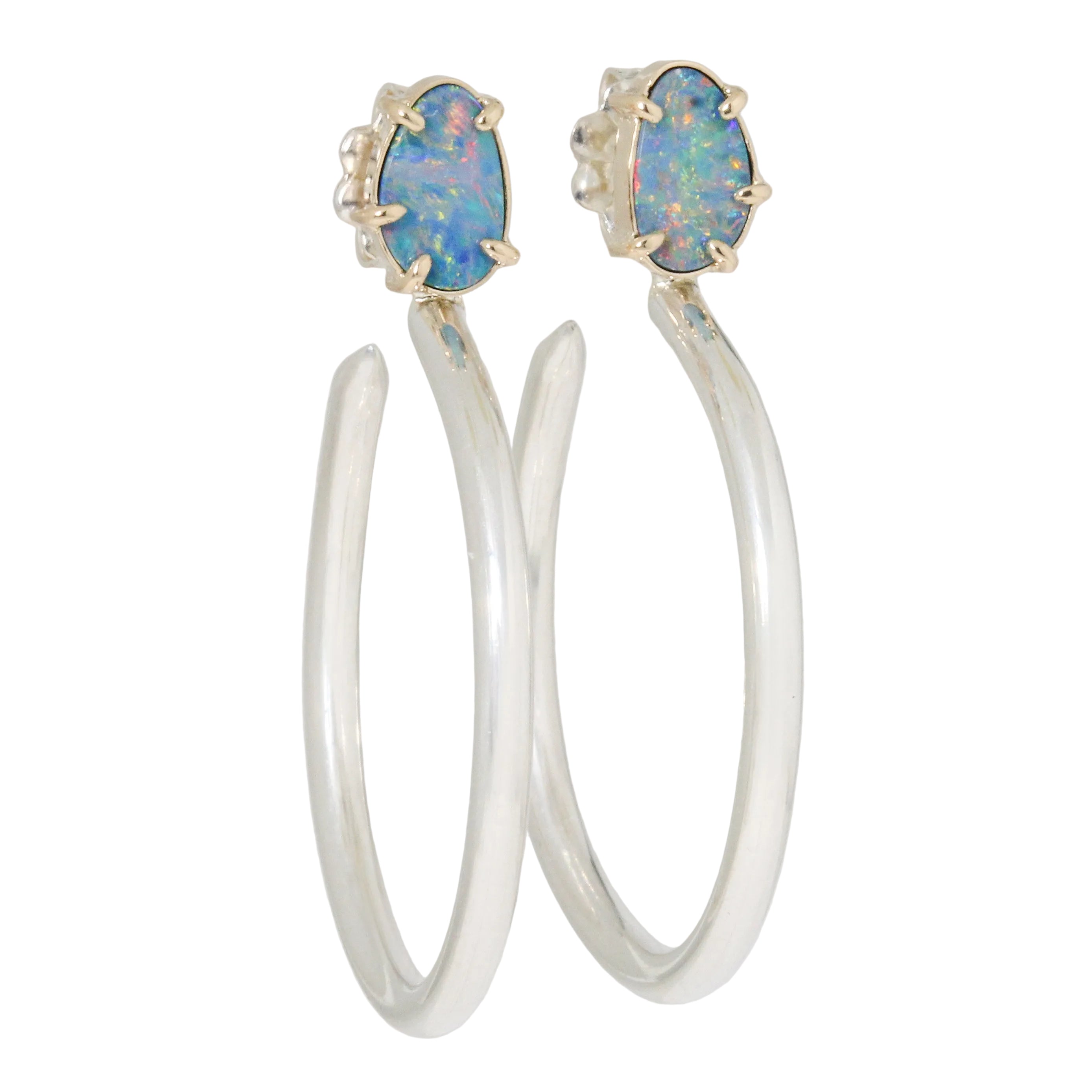 Australian Opal Serpent Hoop Earrings