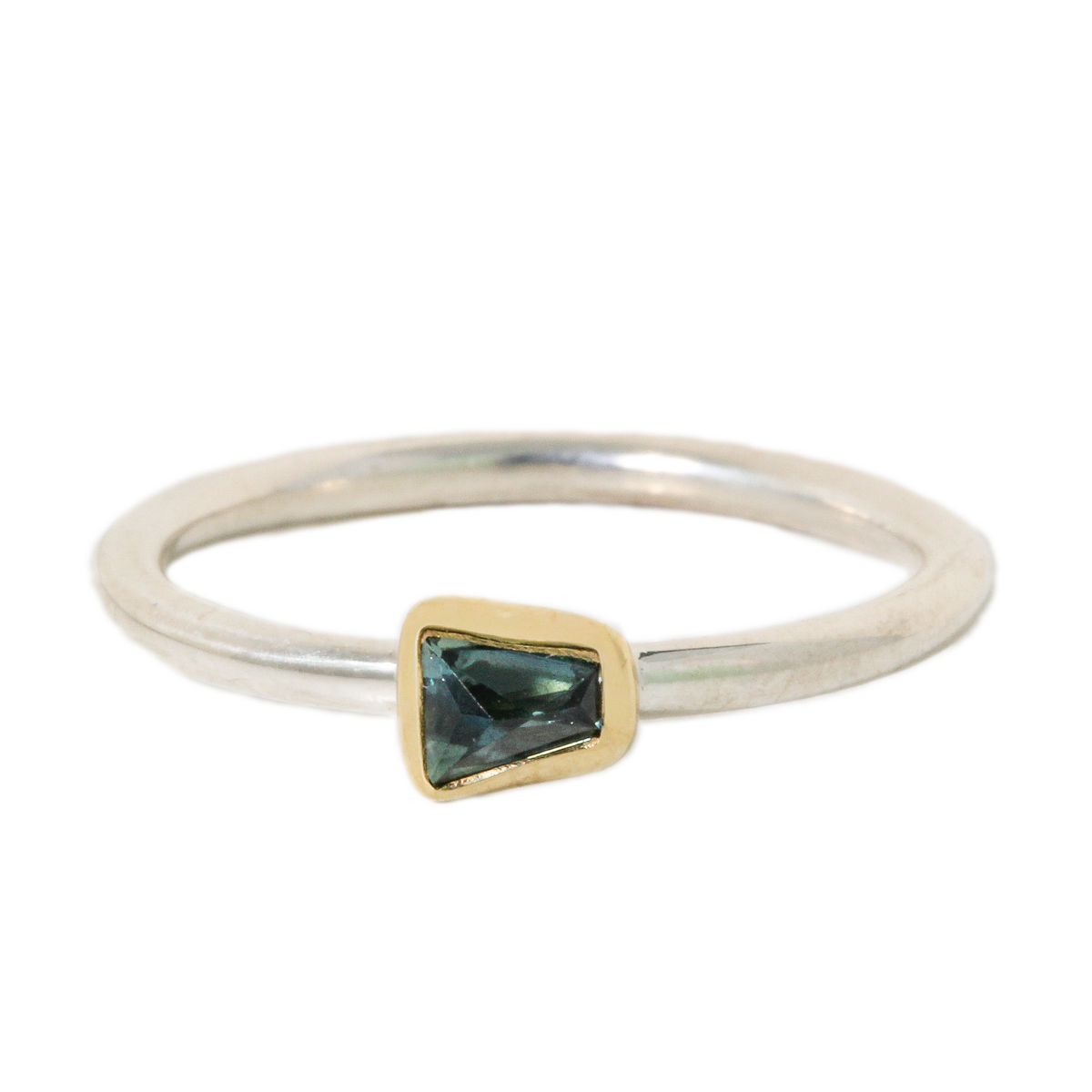 Tapered Green Sapphire Stacking Ring