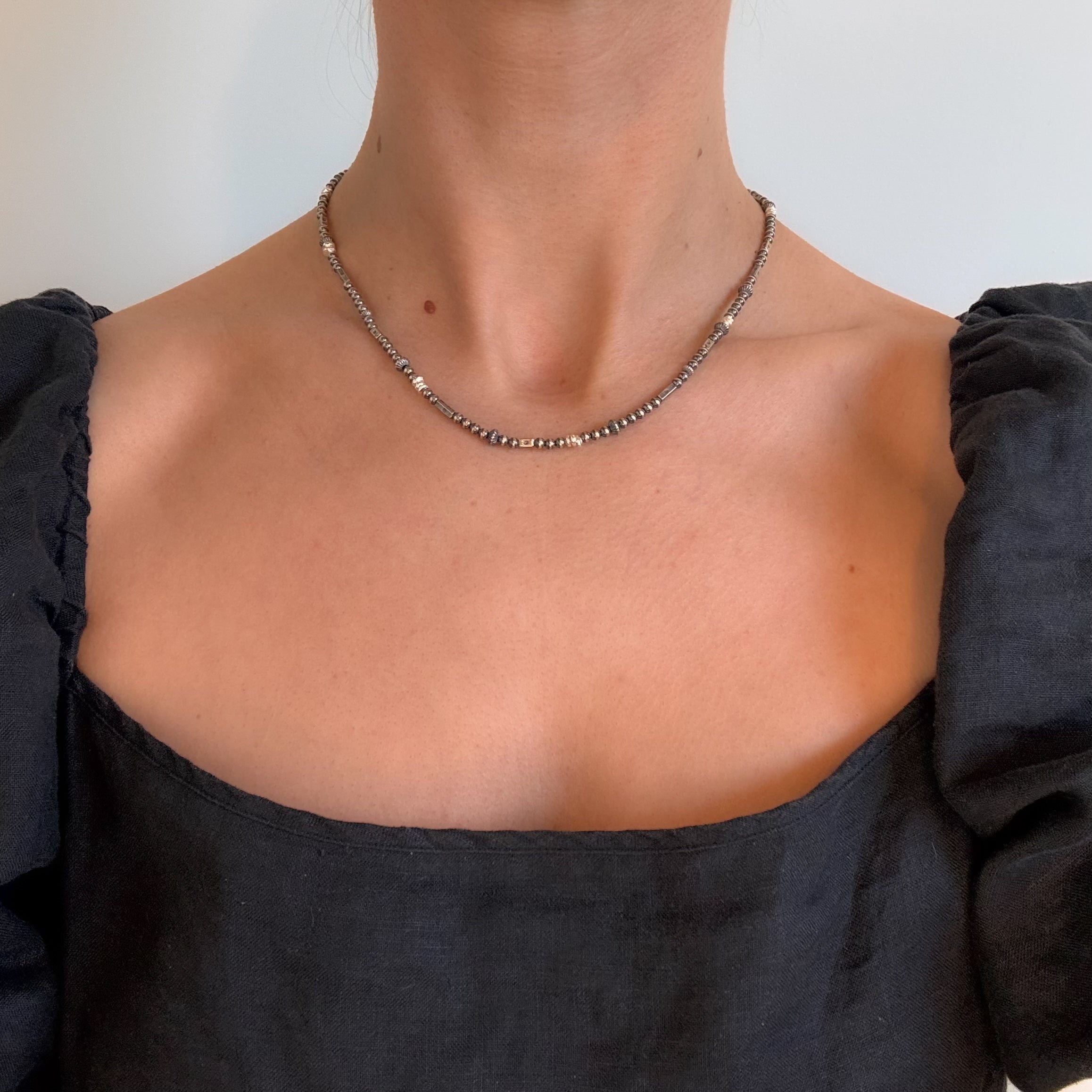 Sterling Confetti Navajo Pearl Necklace