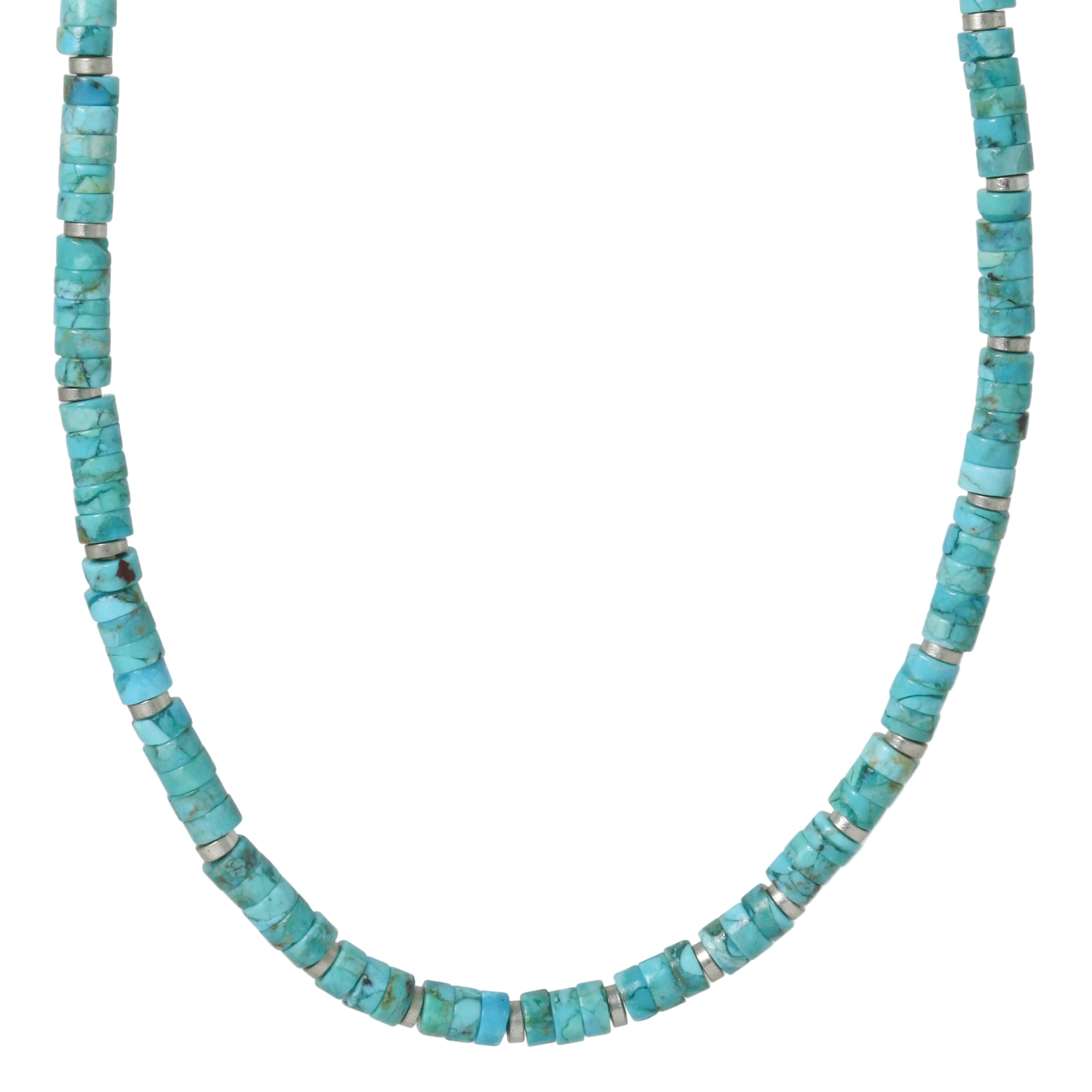 Heishi Turquoise + Silver Necklace