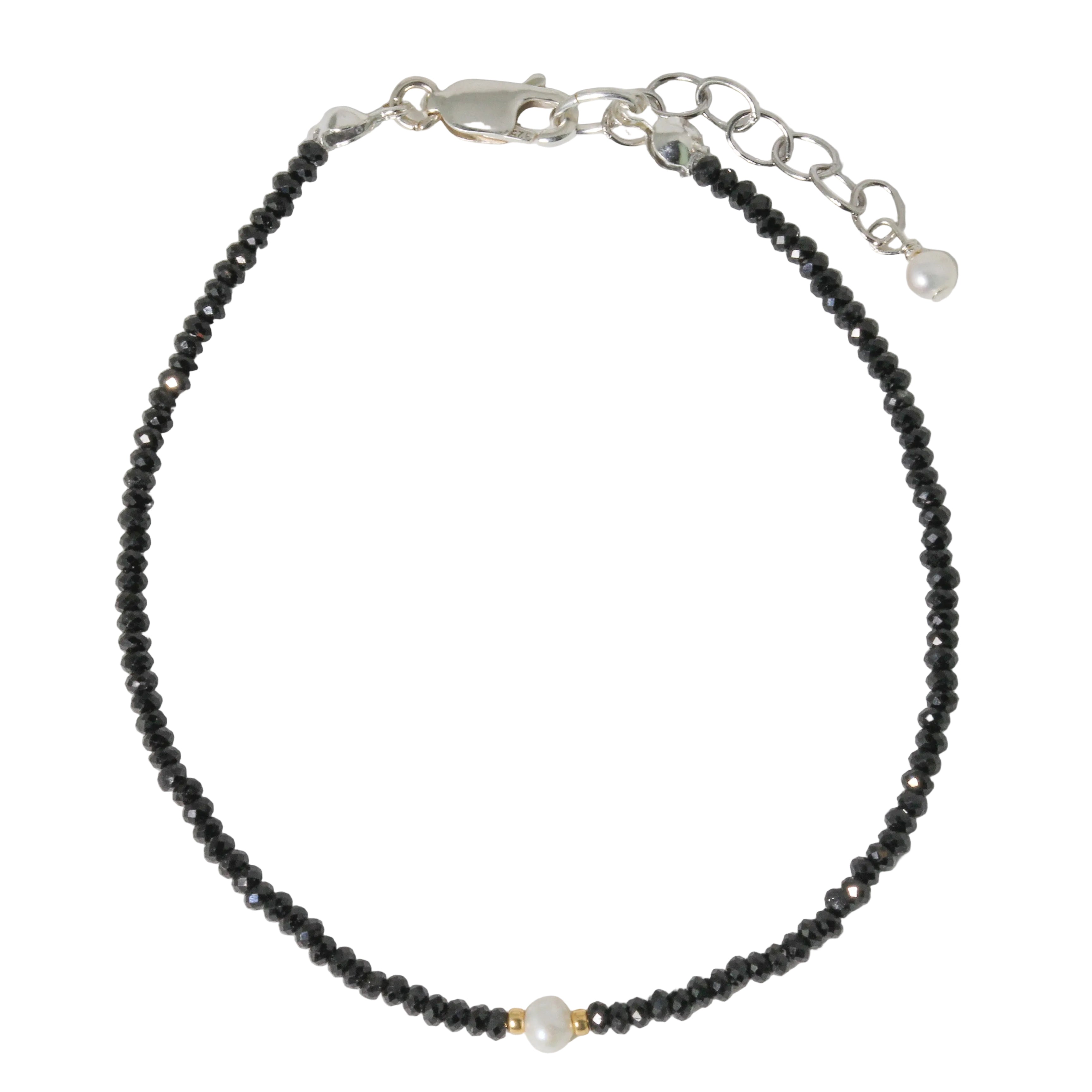 Black Spinel + Pearl Bracelet