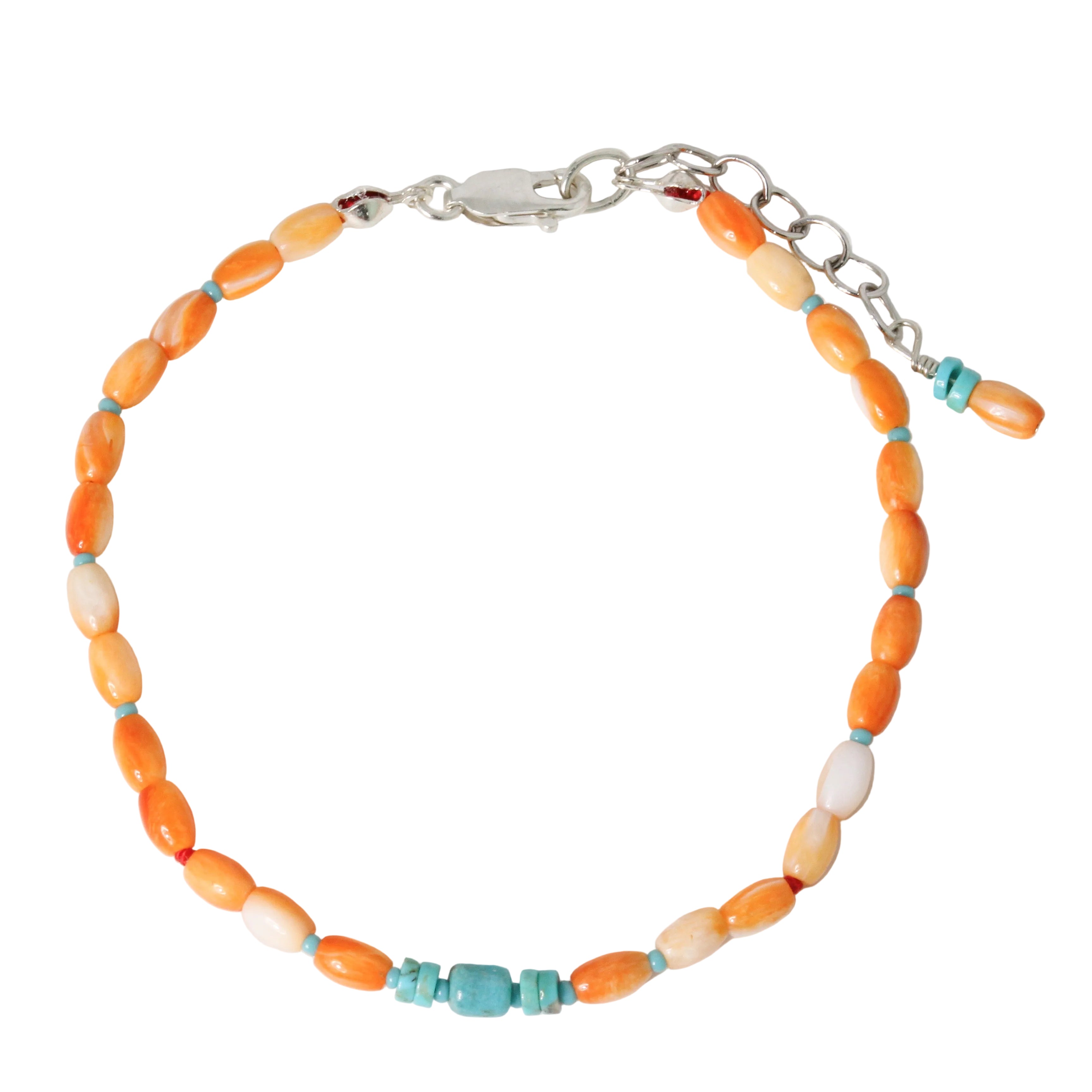 Spiny Oyster Shell + Turquoise Bracelet