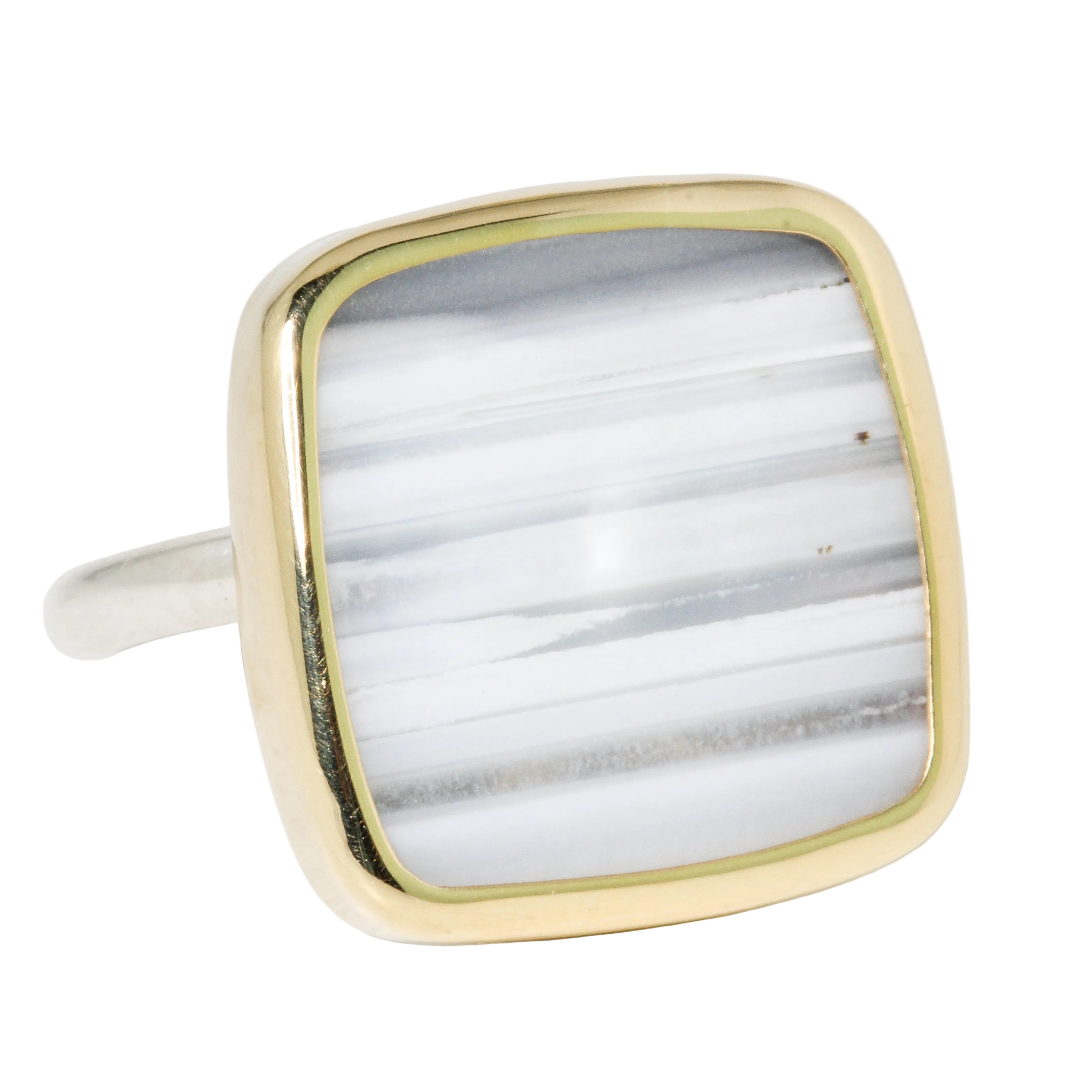 Square White Opal Ring
