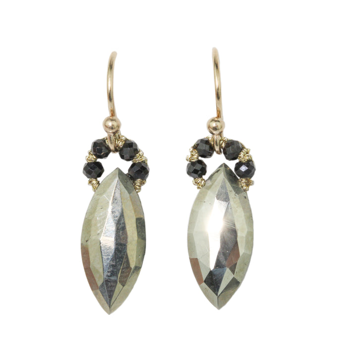 Pyrite and Black Spinel Earrings