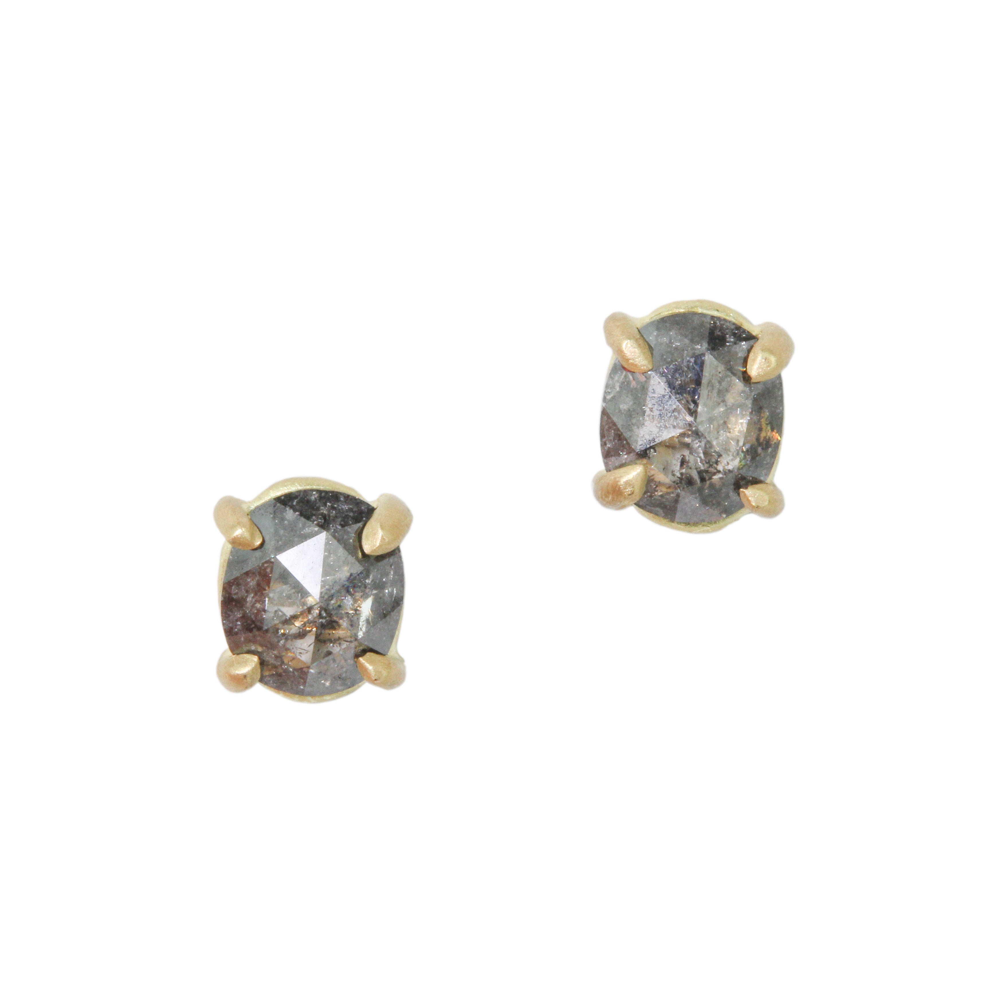 Rustic Dark Grey Diamond Stud Earrings