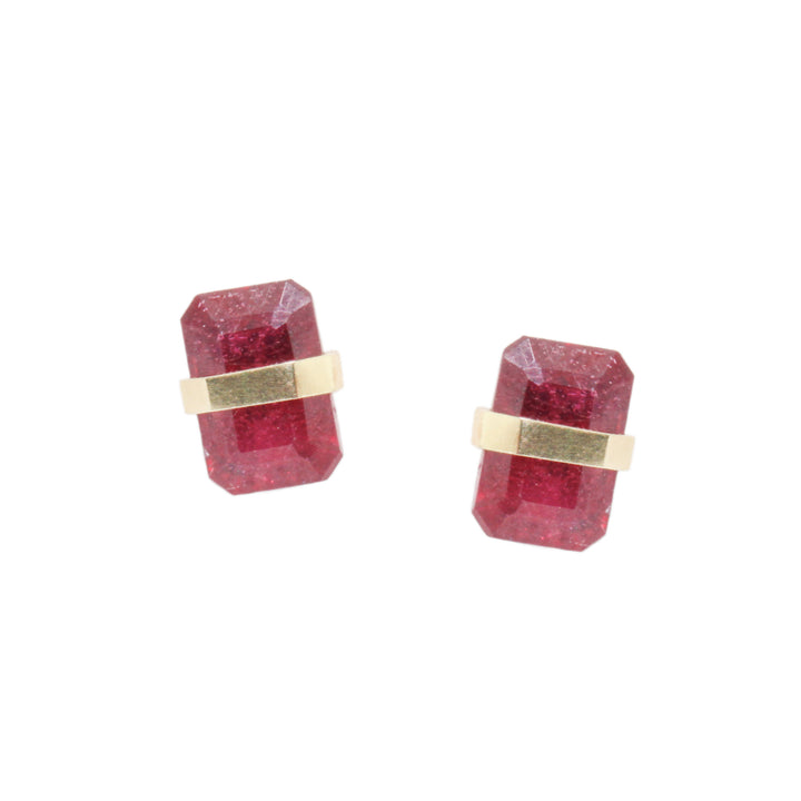 Bezel Wrapped Ruby Stud Earrings