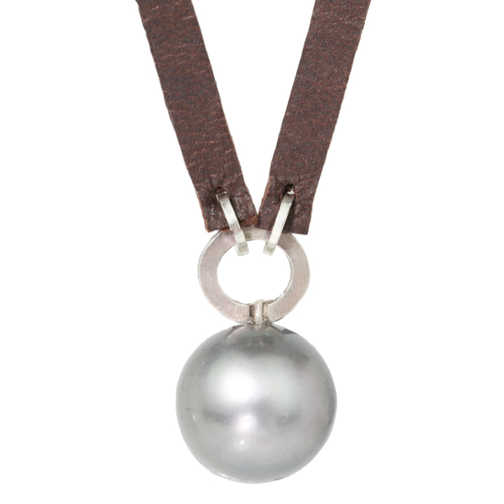 Tahitian Pearl Leather Necklace