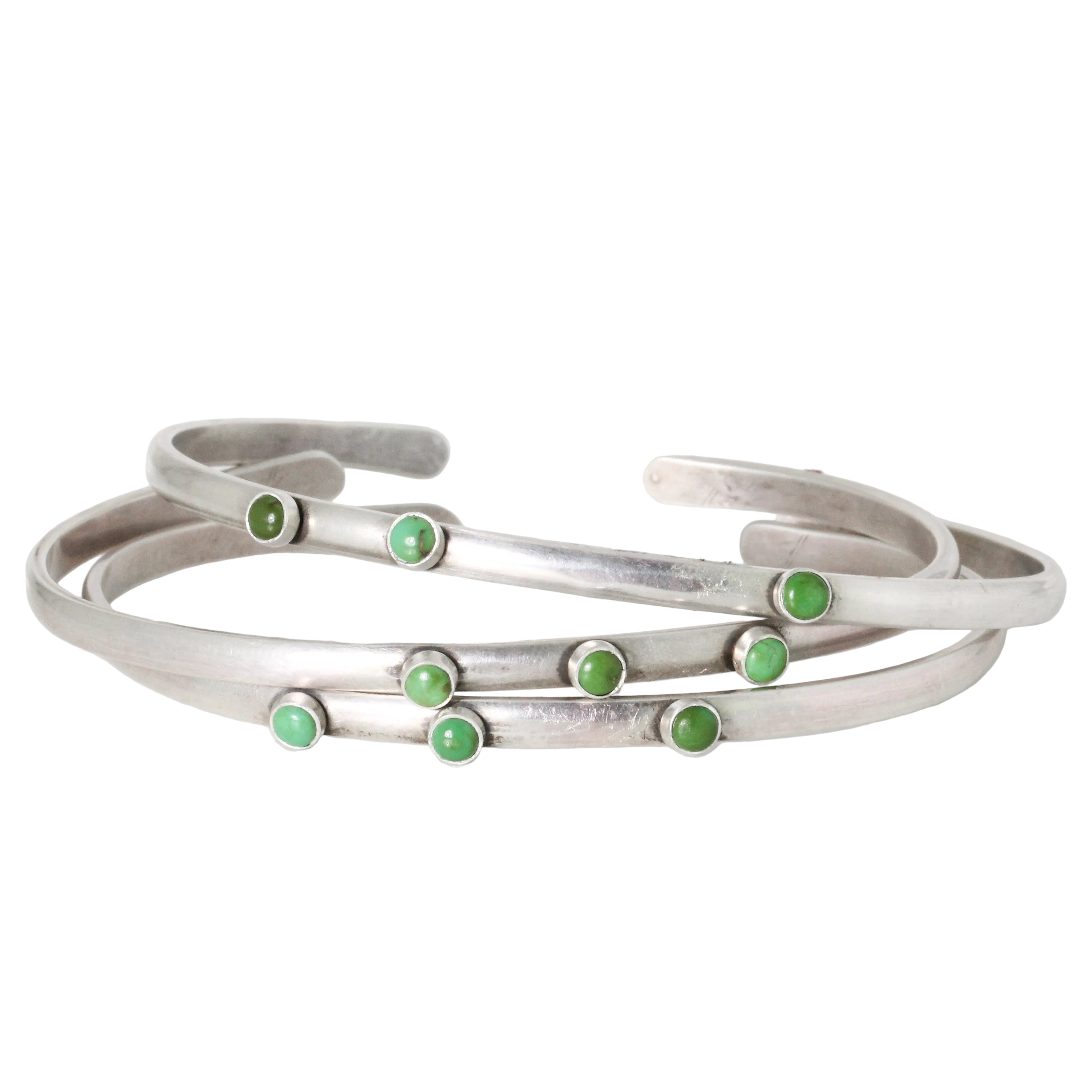 Dennis Hogan Green Turquoise Trio Cuff Bracelet Set