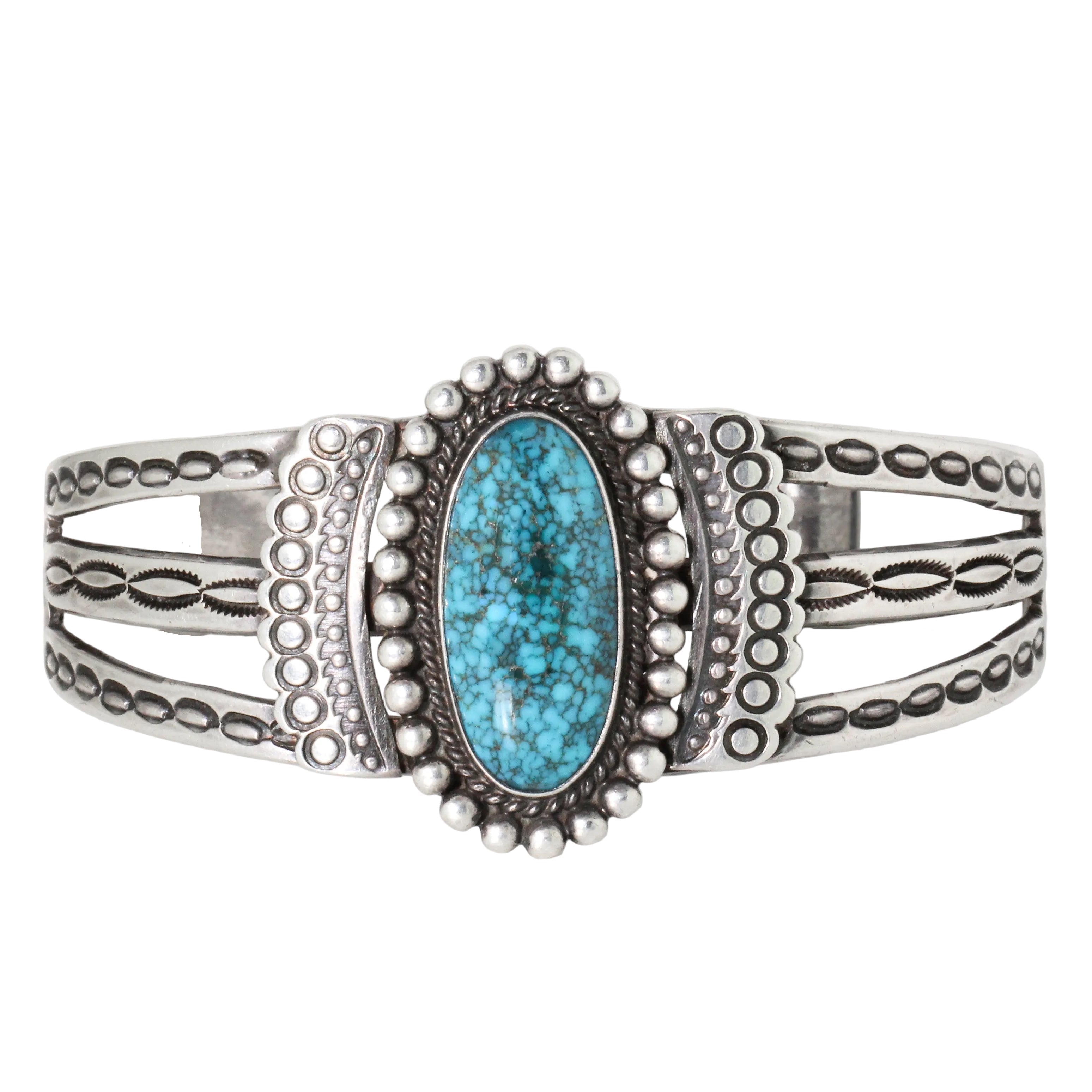 Vintage Oval Turquoise Cuff Bracelet, Circa 1920’s