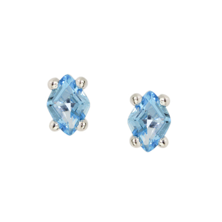 Diamond Blue Topaz Stud Earrings