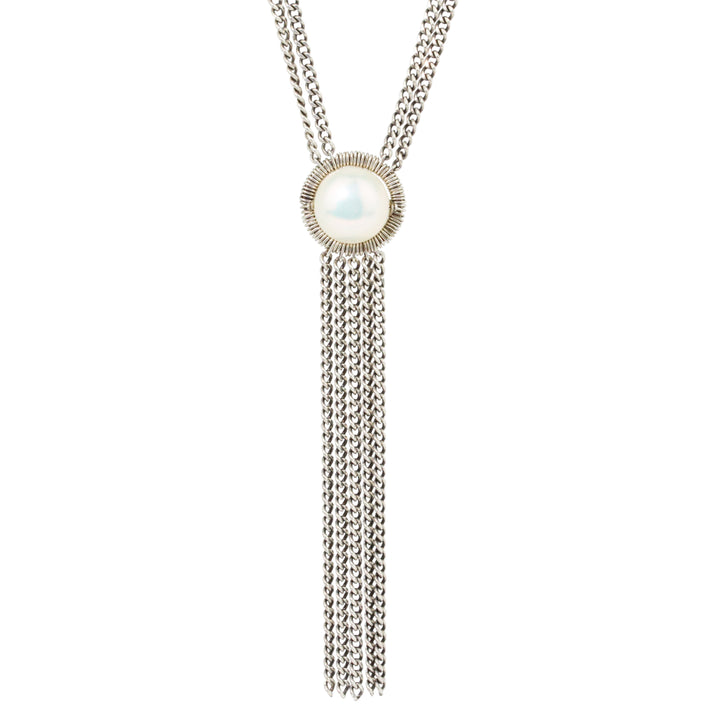 Chain Pearl Lariat Necklace