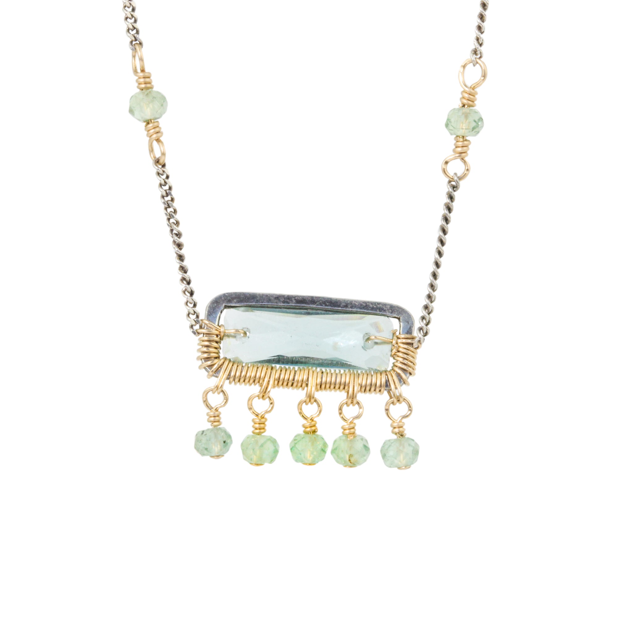 Teal Quartz and Green Apatite Necklace