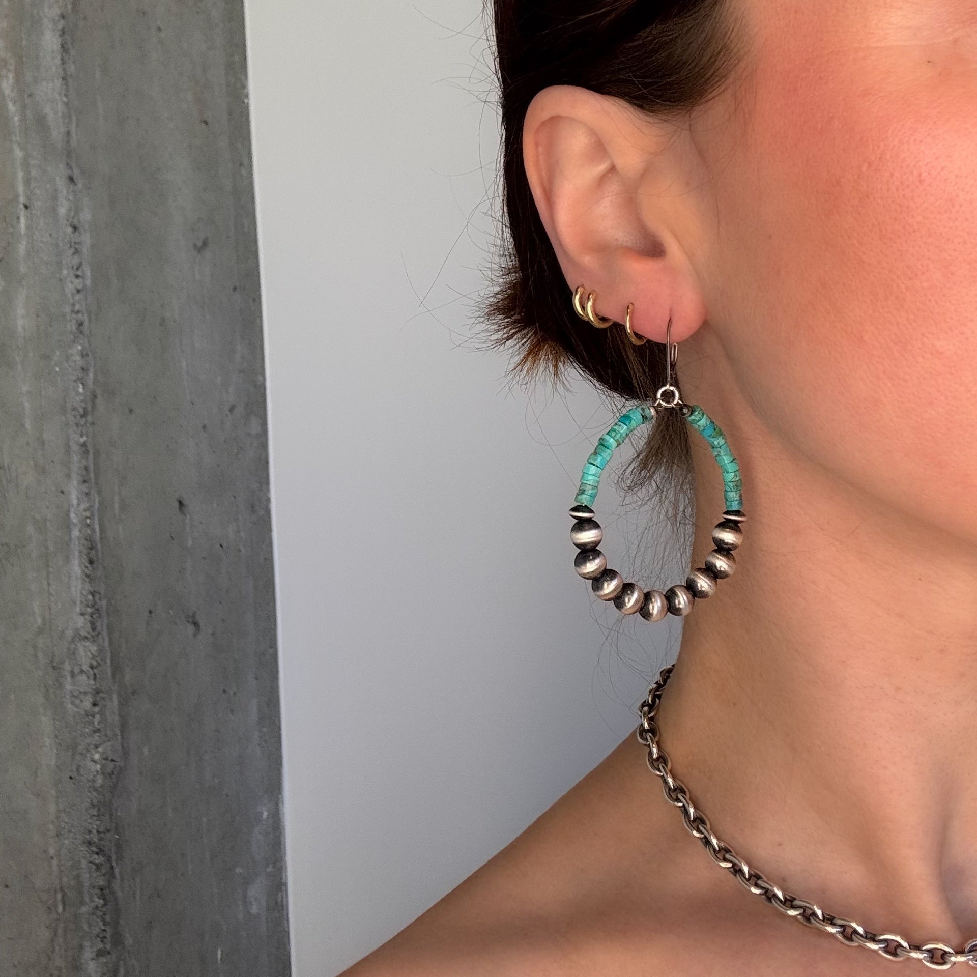 Heishi Turquoise Hoop Earrings