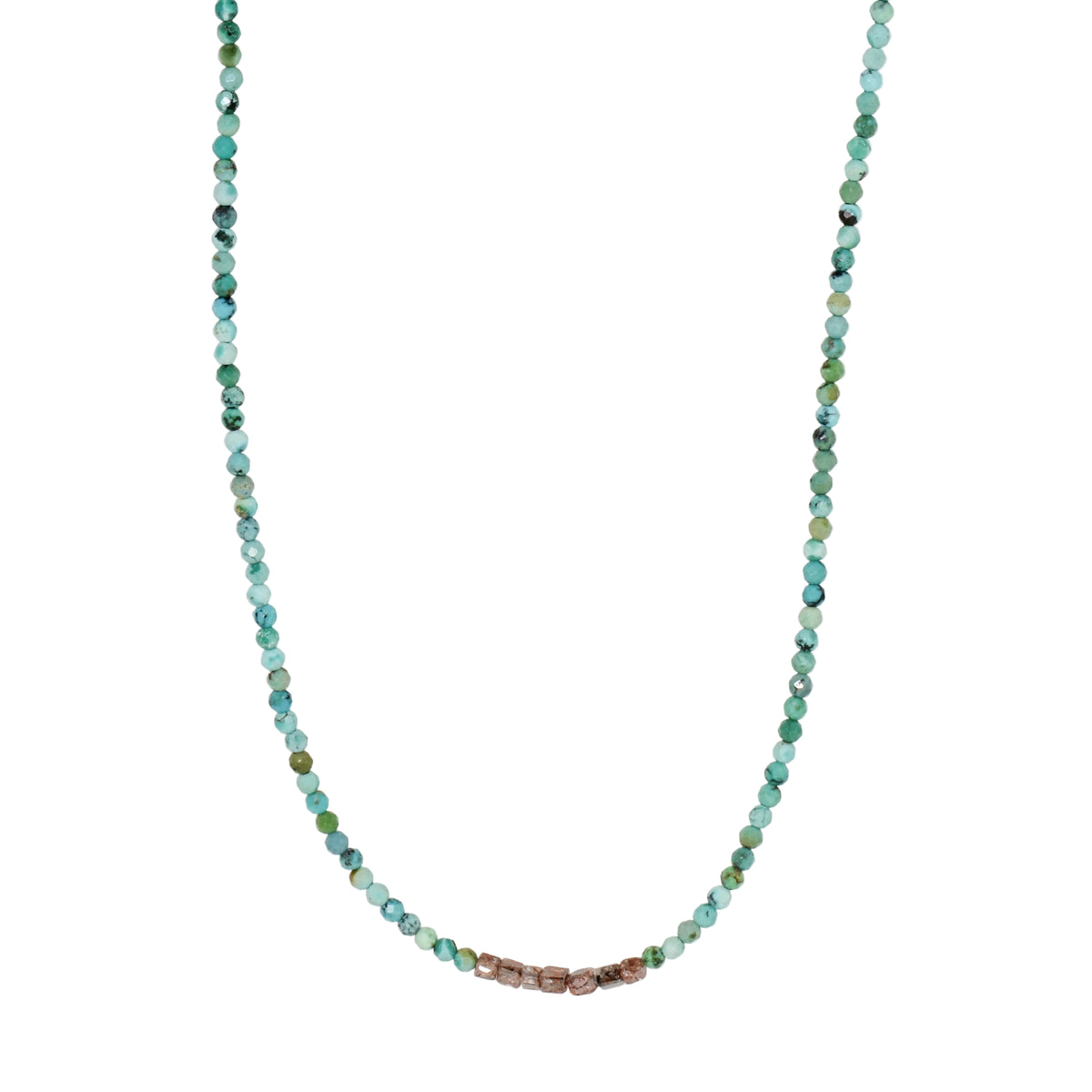 Beaded Turquoise + Red Diamond Necklace