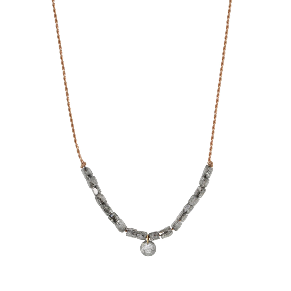 Grey Cube Diamonds + Diamond Charm Necklace