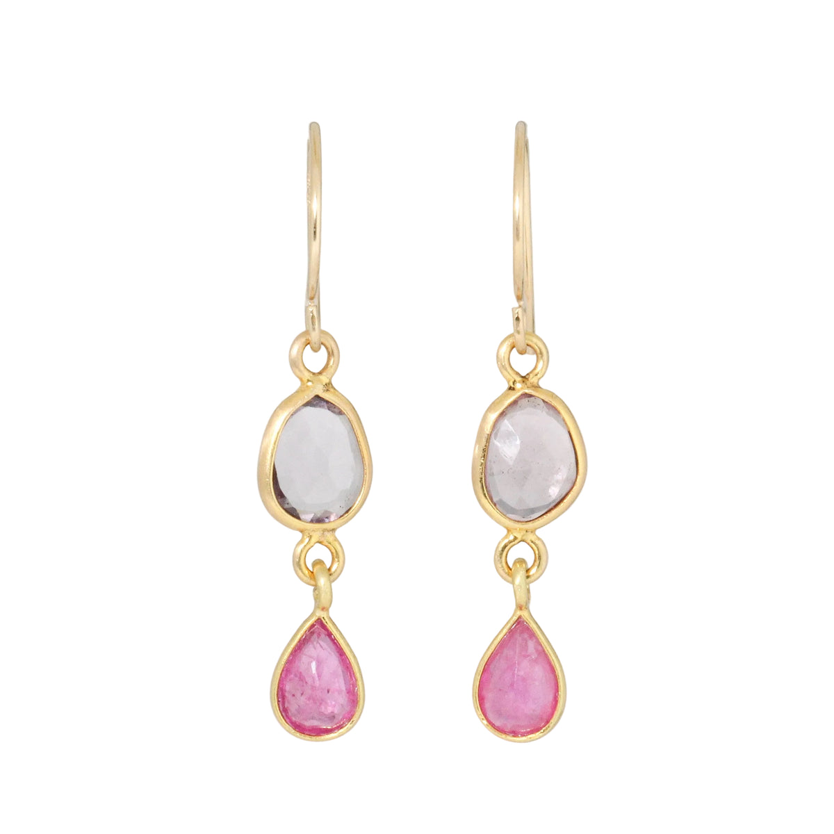 Pink Spinel + Ruby Earrings