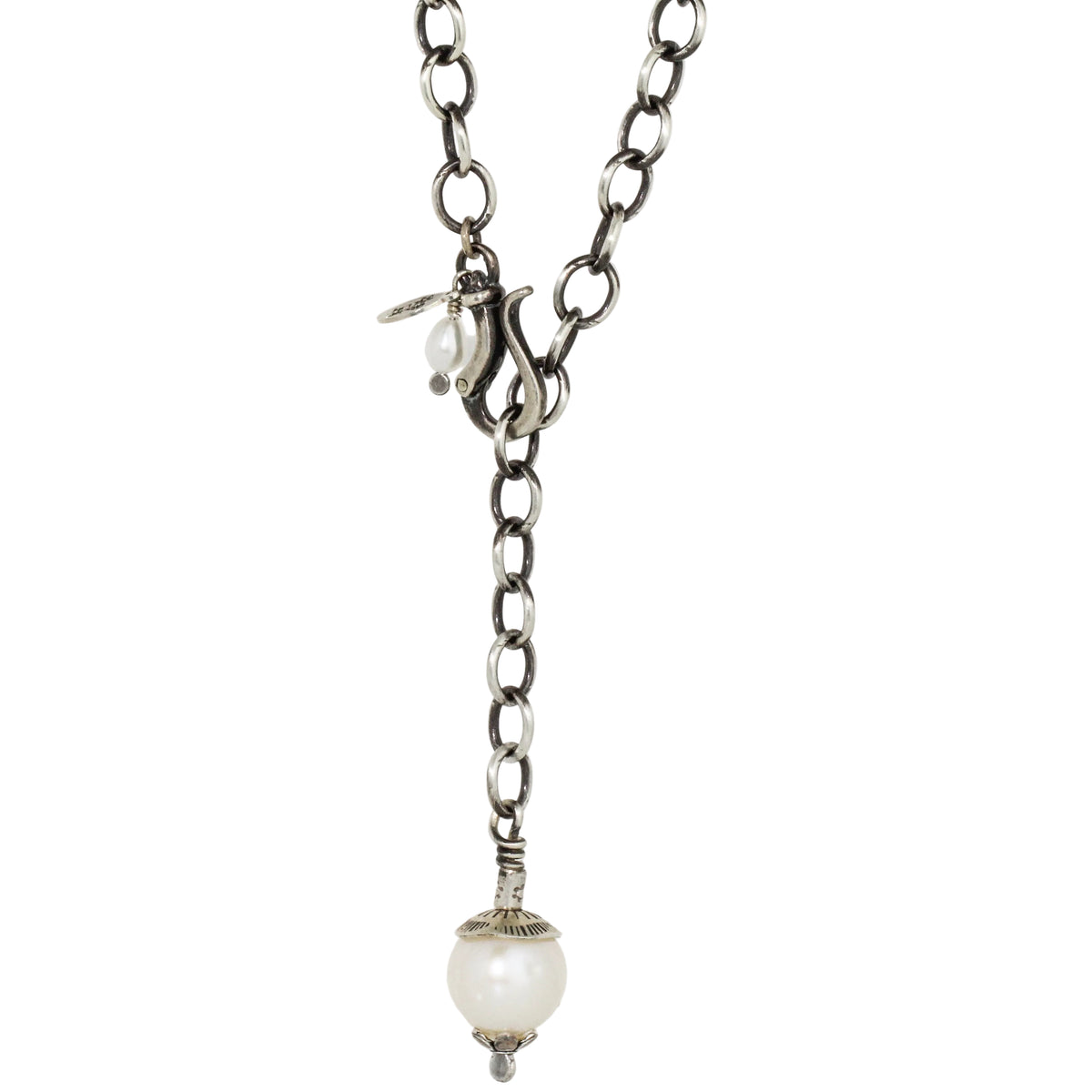 White Pearl Lariat Y-Style Necklace