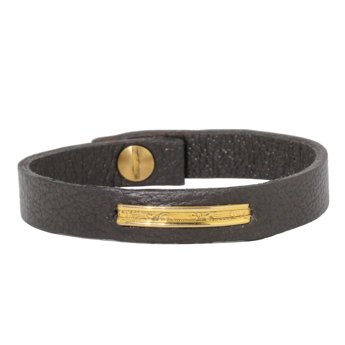 10k ID + Leather Bracelet