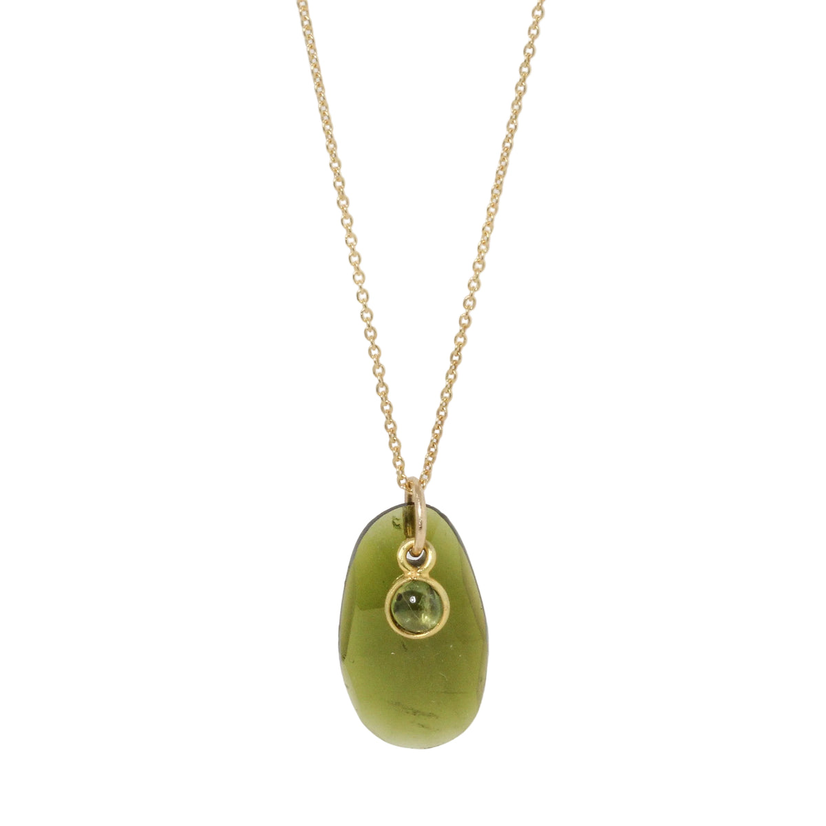 Green Tourmaline + Sapphire Chain Necklace
