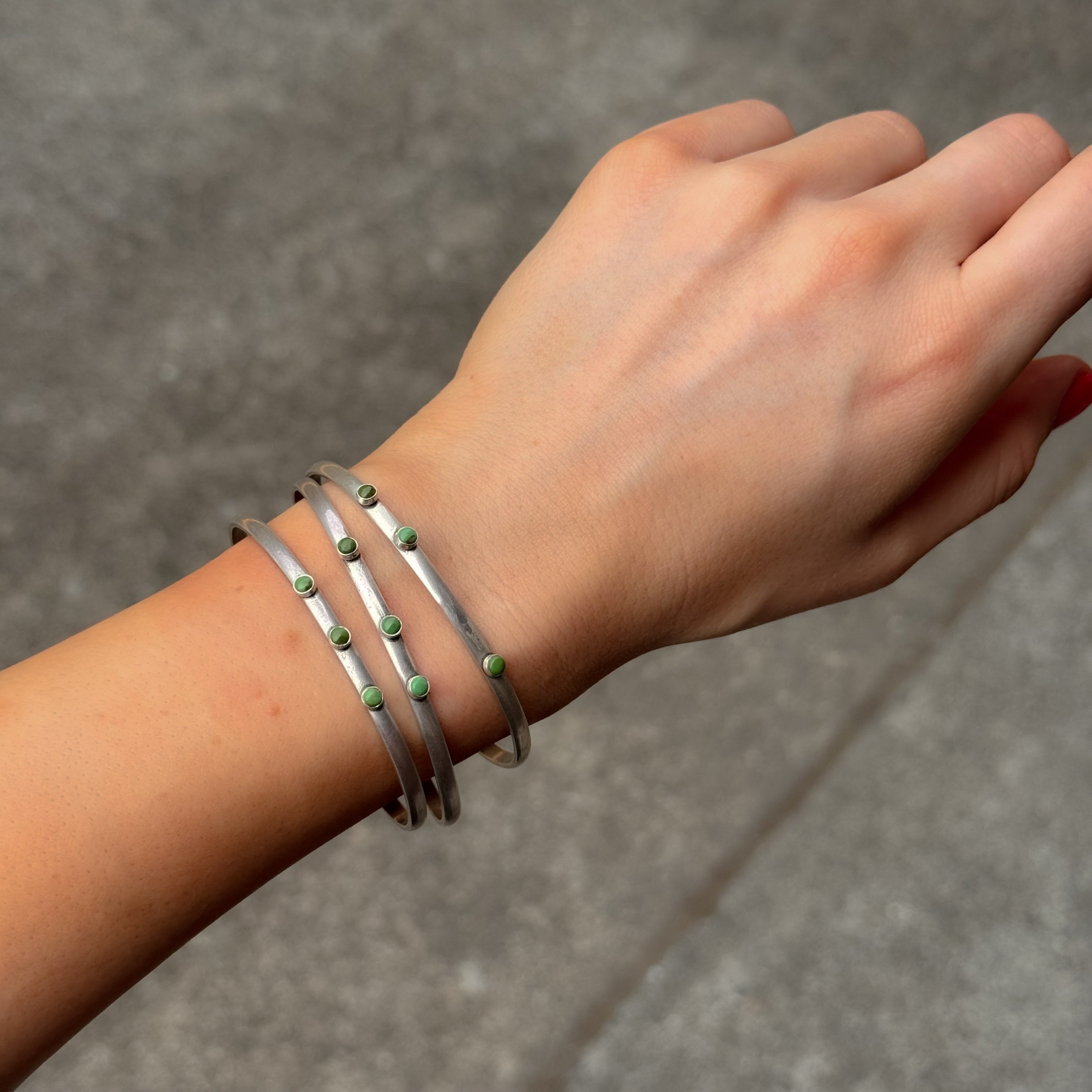 Dennis Hogan Green Turquoise Trio Cuff Bracelet Set