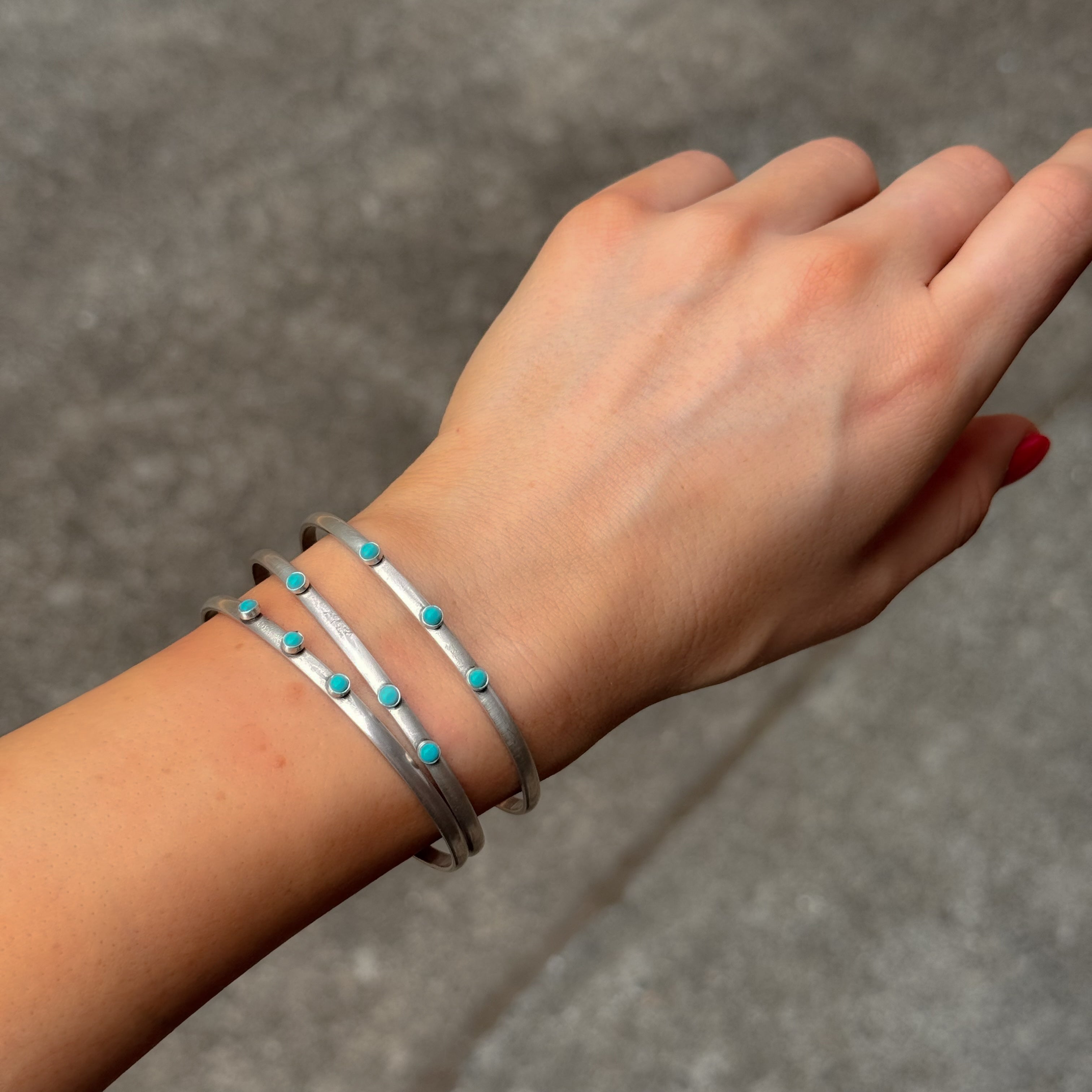 Dennis Hogan Blue Turquoise Trio Cuff Bracelet Set