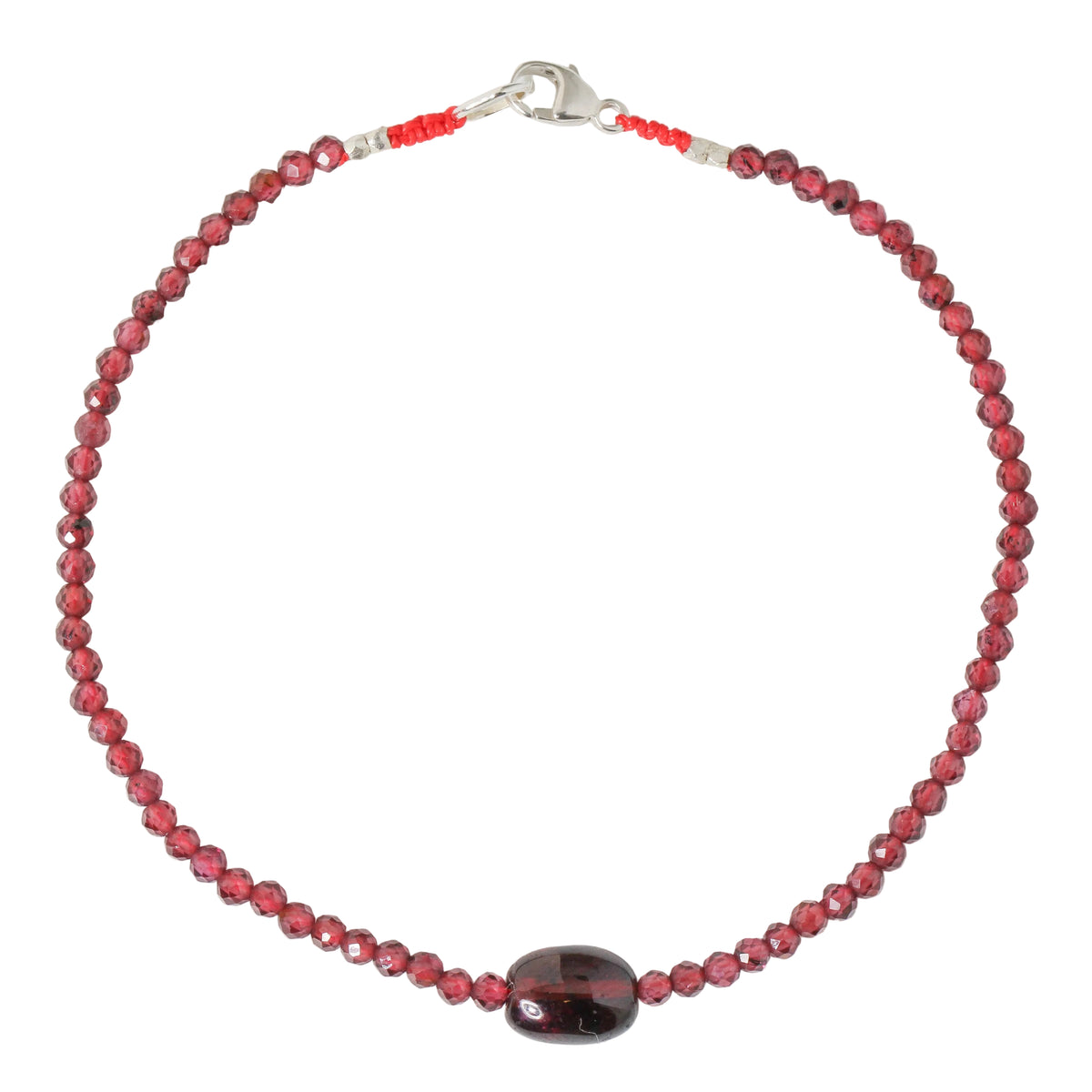Garnet Bracelet on Lucky Red Nylon