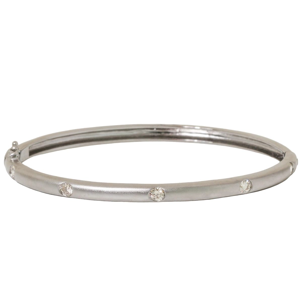 Diamond Hinged Rounded Bangle Bracelet