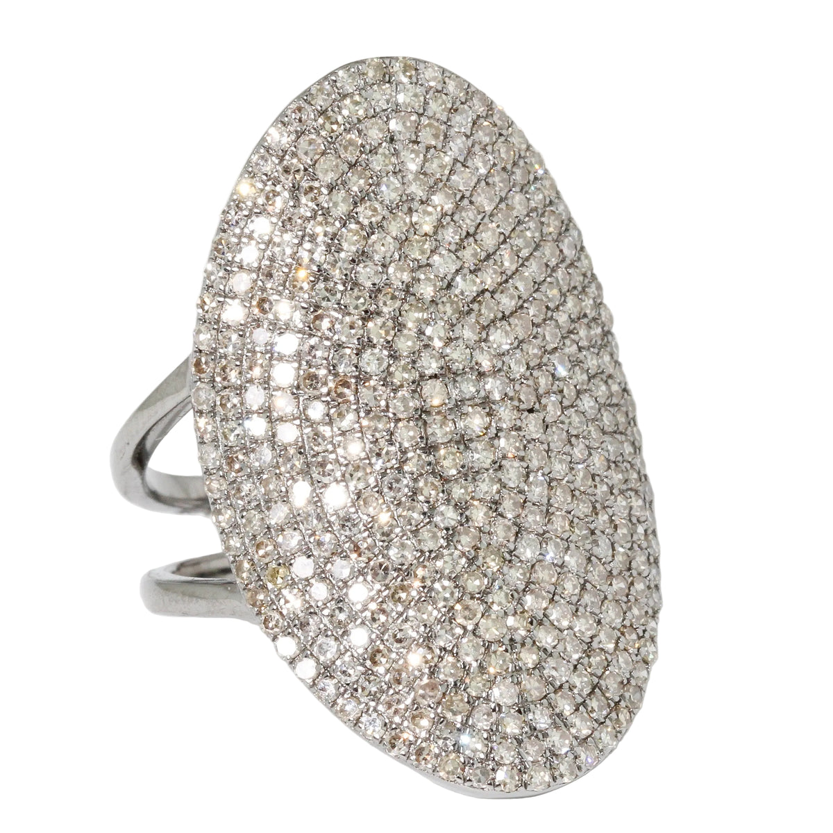 Pavé Diamond Oval Shield Ring
