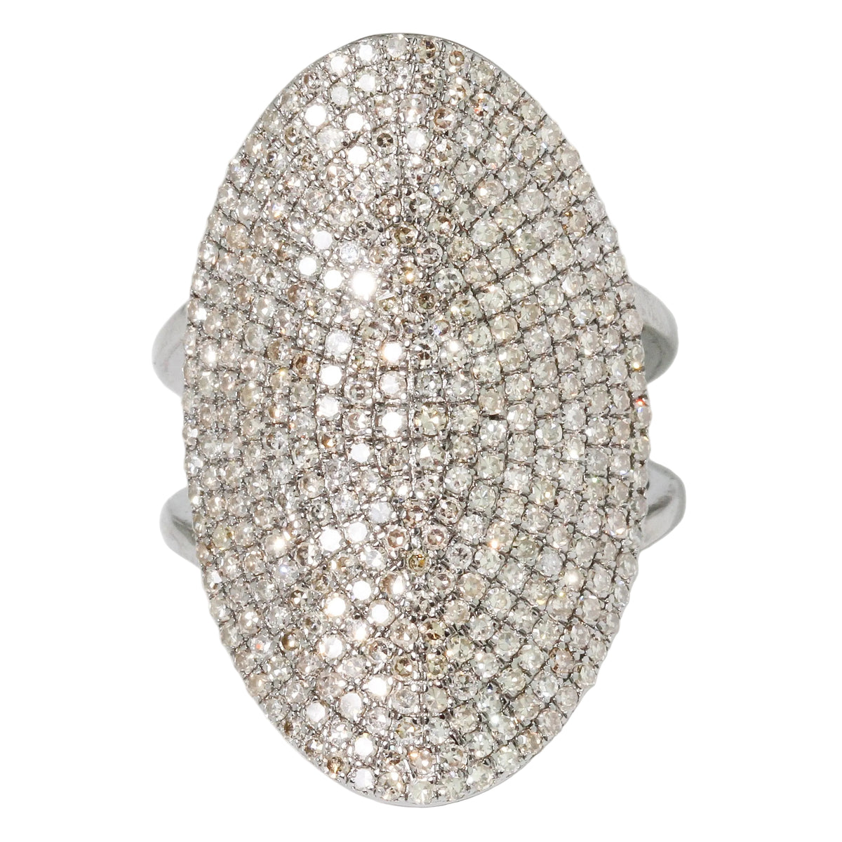 Pavé Diamond Oval Shield Ring