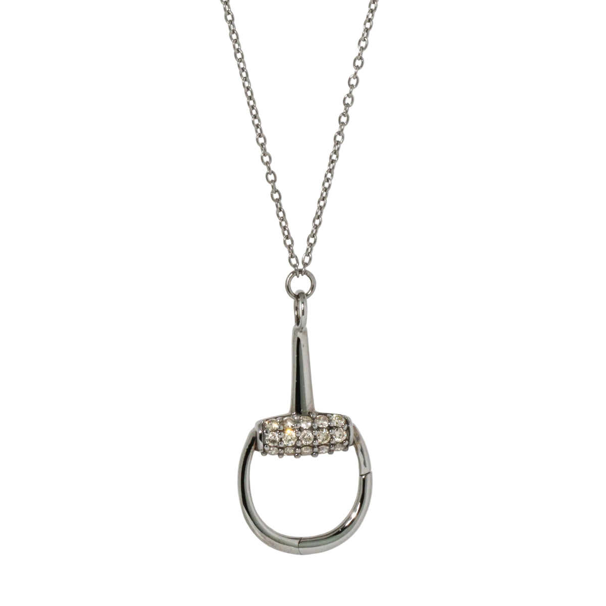 Diamond Stirrup Charm Holder Necklace