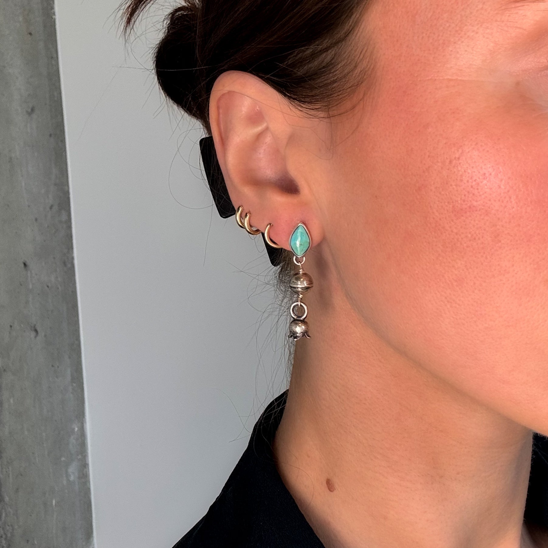 Turquoise Faerie Bell Stud Earrings