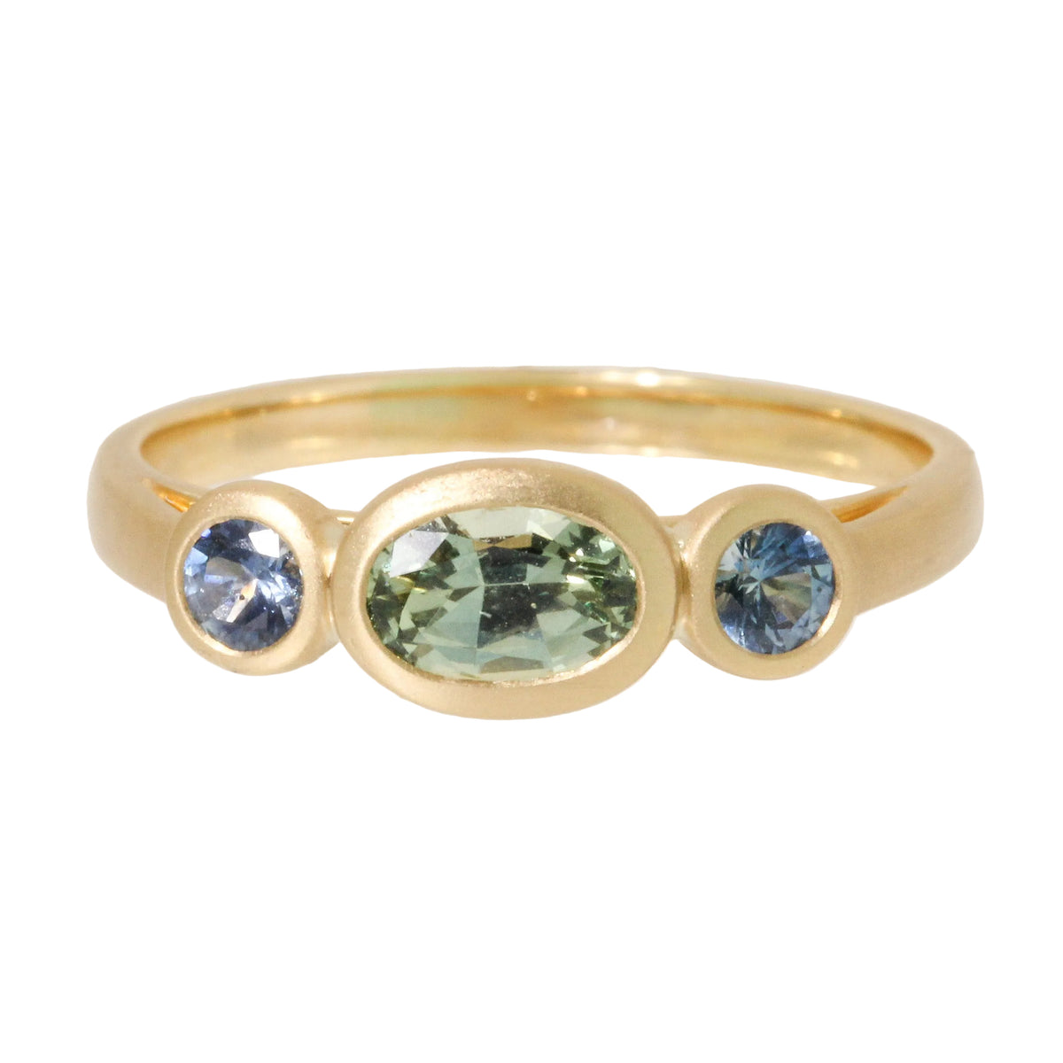 Triple Green + Blue Montana Sapphire Ring