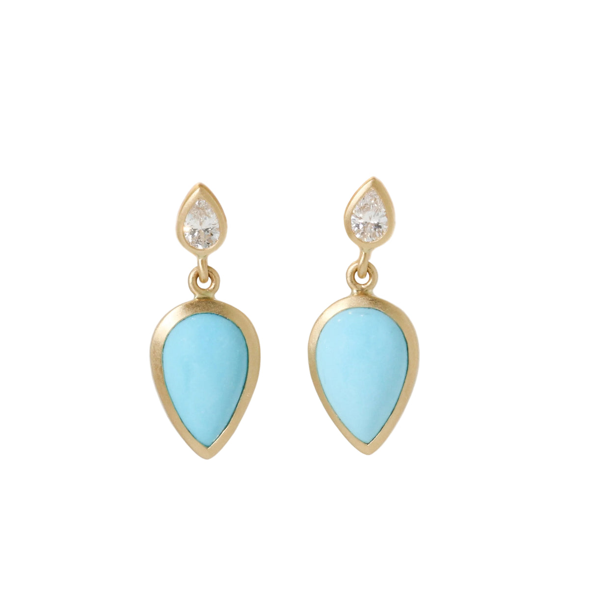Teardrop Diamond & Turquoise Drop Earrings