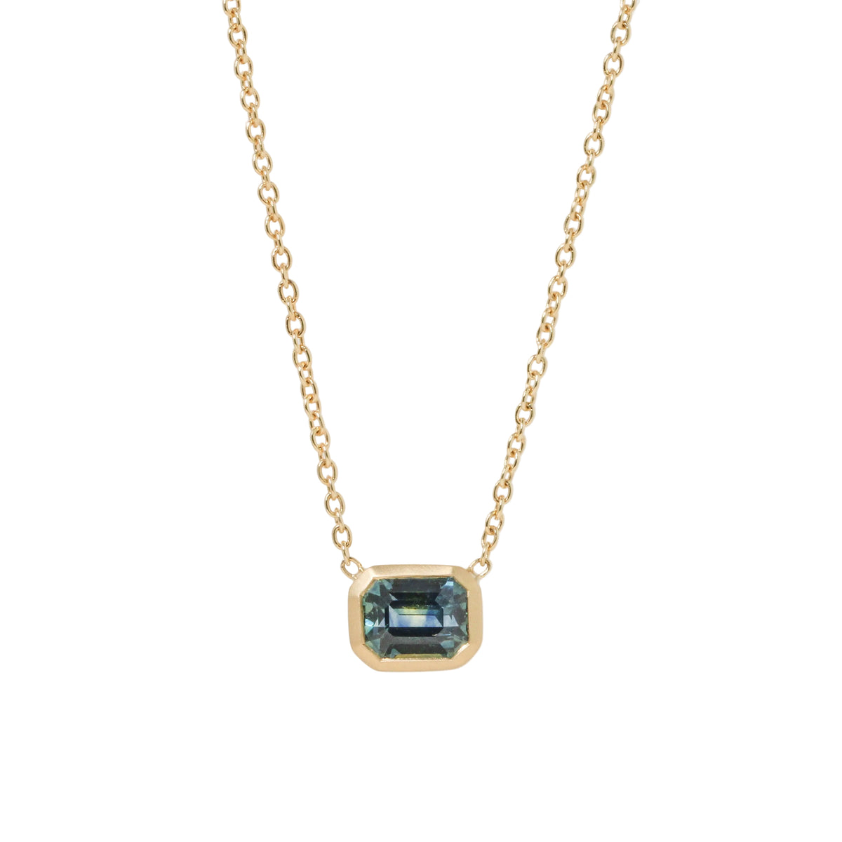 Emerald Cut Montana Sapphire Necklace