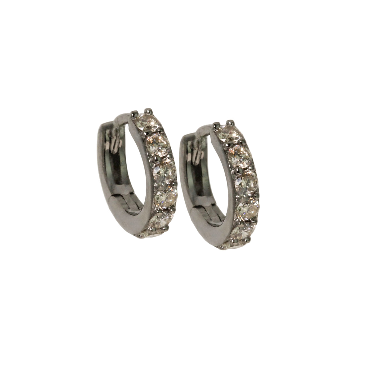 Small Champagne Diamond Huggie Hoop Earrings