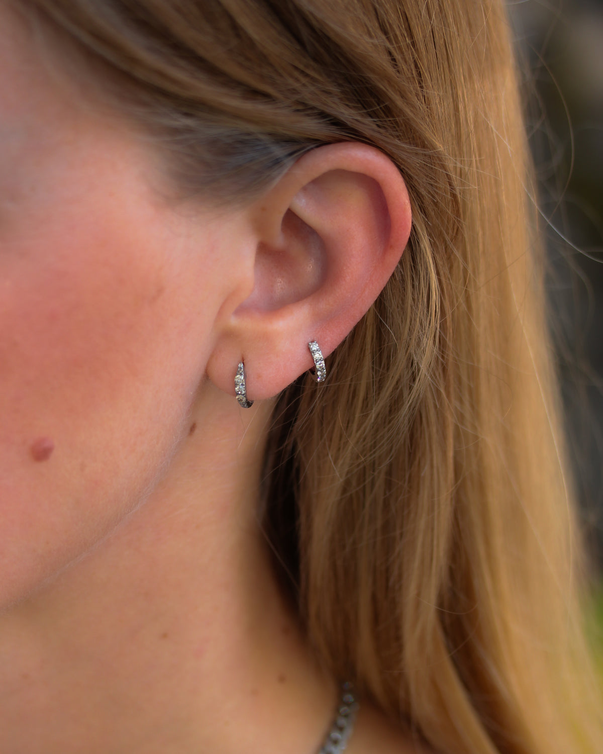 Small Champagne Diamond Huggie Hoop Earrings