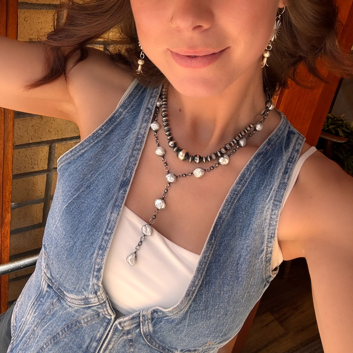 Navajo Pearl + Links Necklace