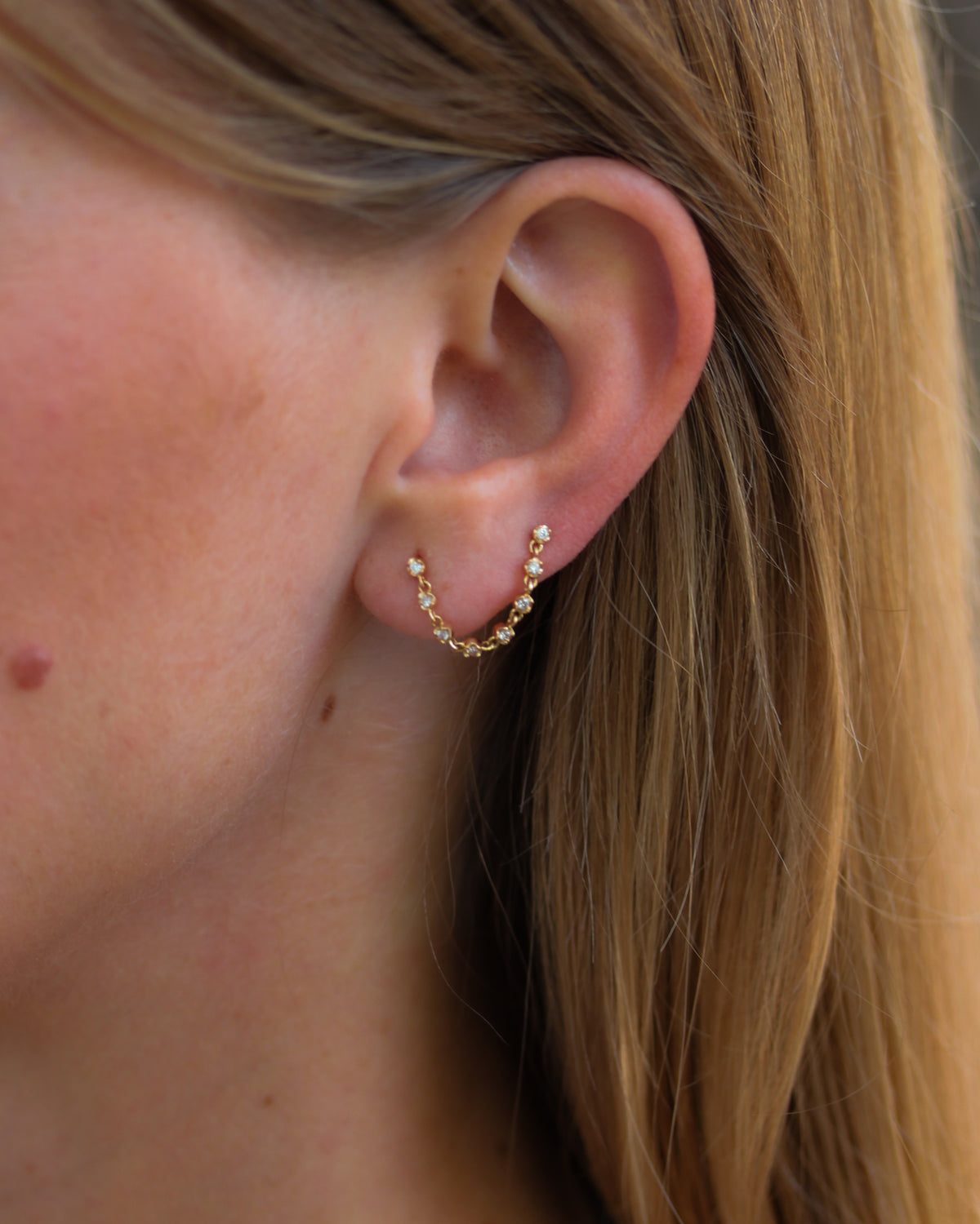 Diamond Chain Bridge Stud Earring