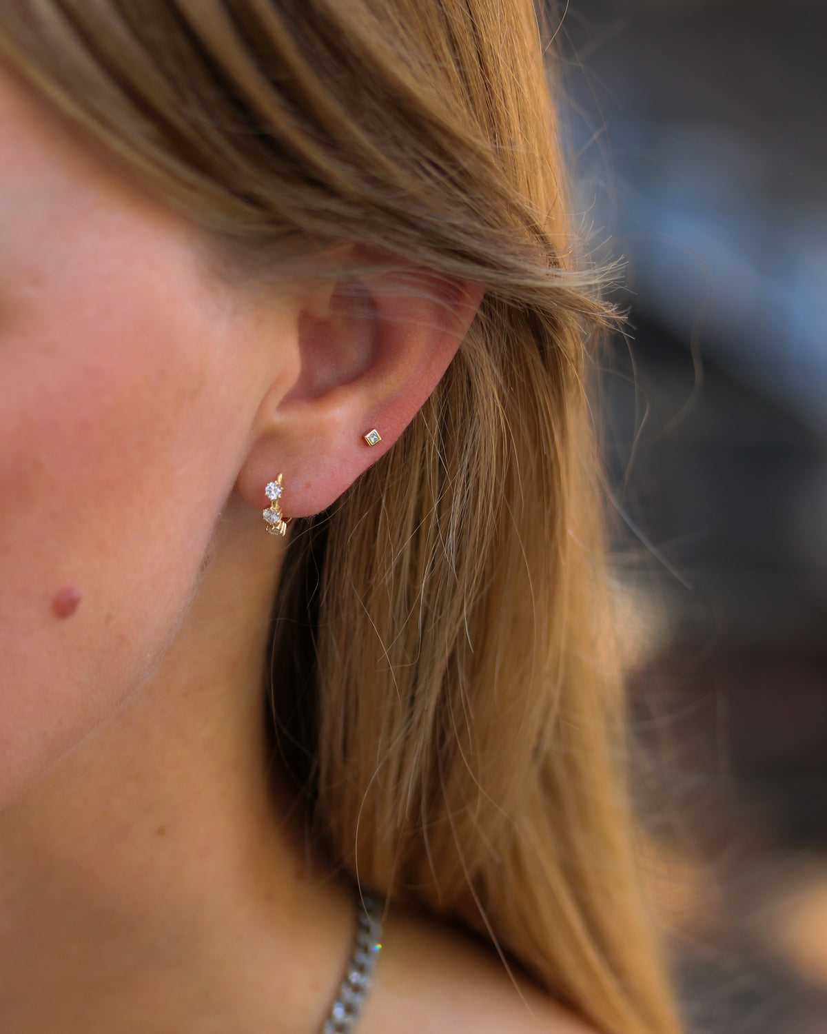 Mini Princess Diamond Stud Earrings