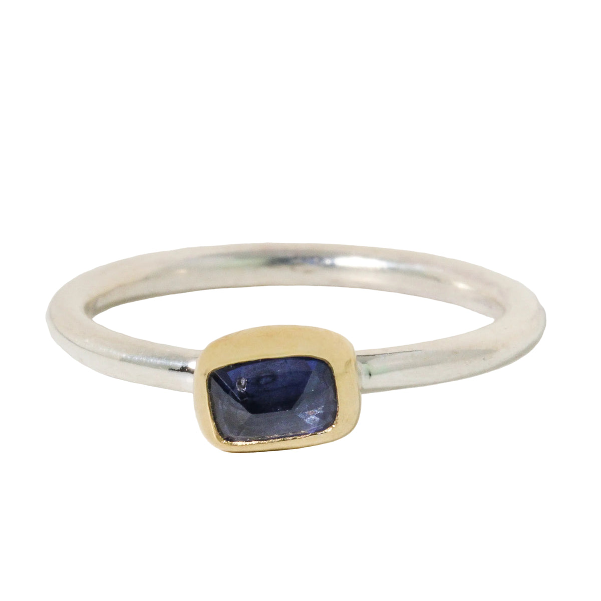 Purple-Blue Rectangle Sapphire Stacking Ring